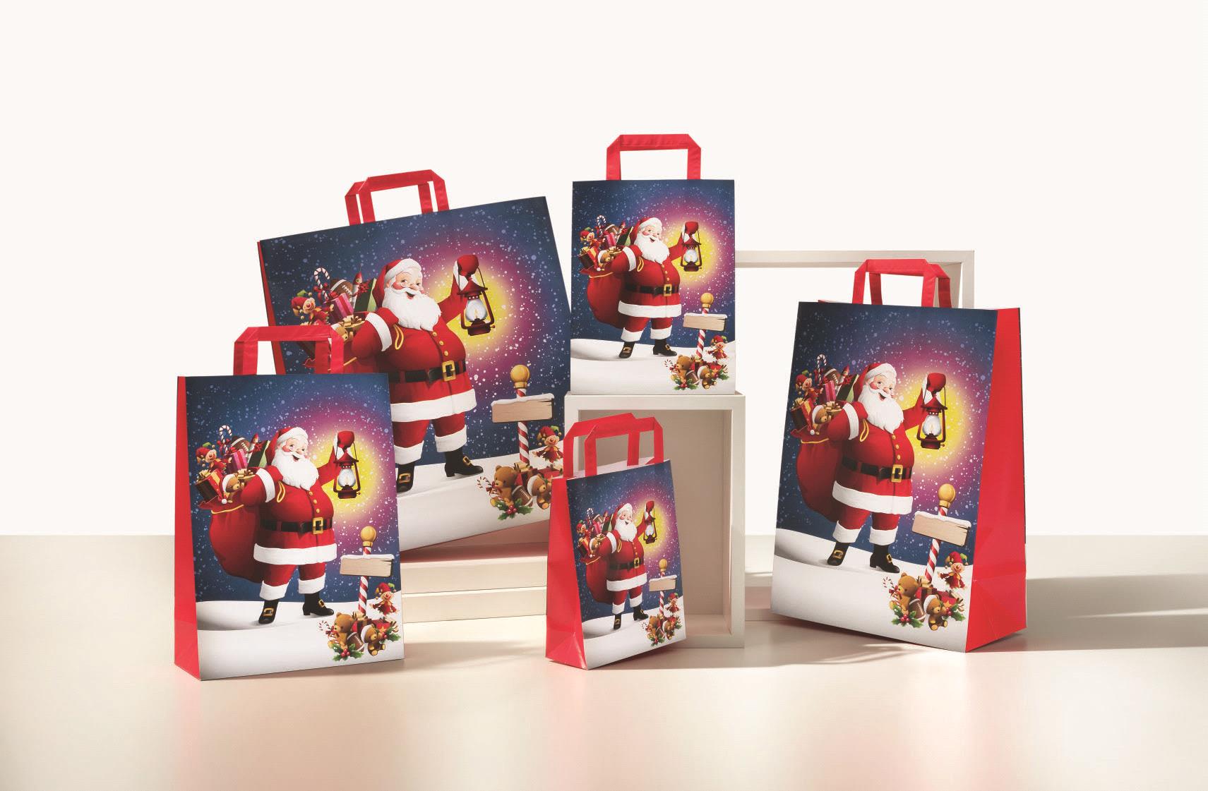 CHRISTMAS ITEMS, BOXES, BASKETS,DISHES, VARIOUS BAGS AND CONTAINERS, SHOPPERS 45+15X49 CM BABBO NATALE
