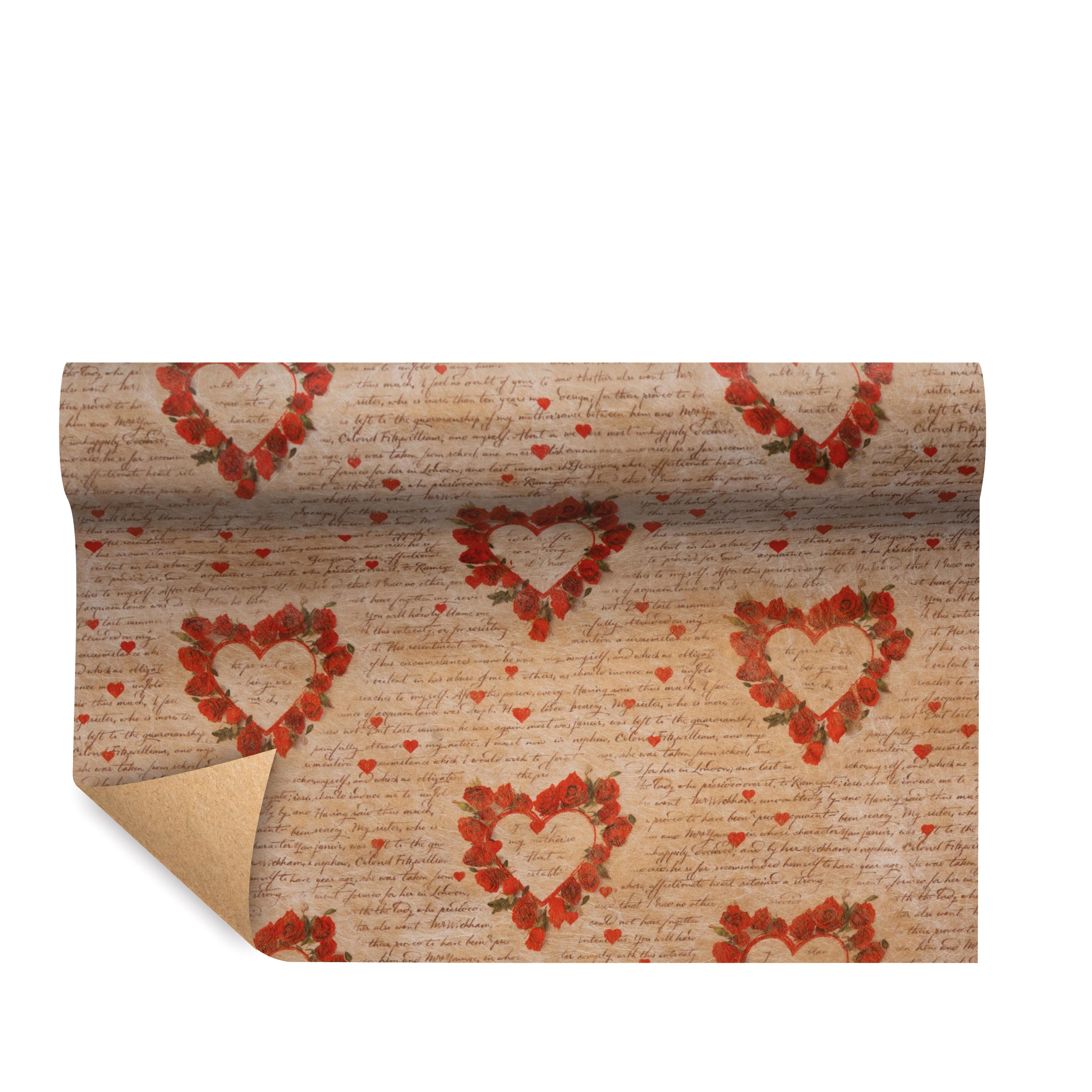 DECORATIONS, COILS CELLOPHANE, PAPER AND FABRIC FOR WRAPPING, BOBINA 75 CM 9 MT PAPER FIBRA LOVE