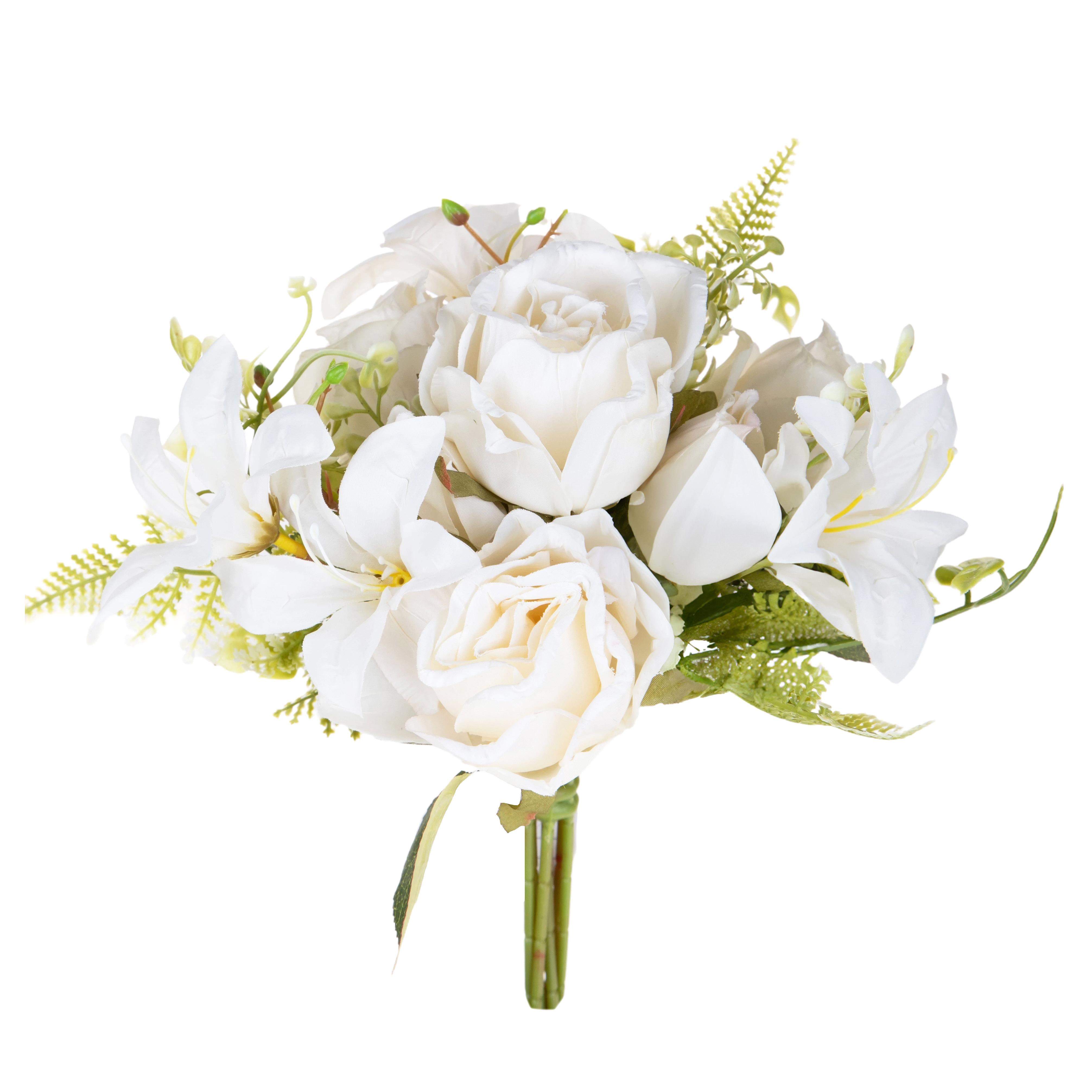 Kunstblumen, Blühende gem. Blumen, BOUQUET ROMANTICO X7 32 CM