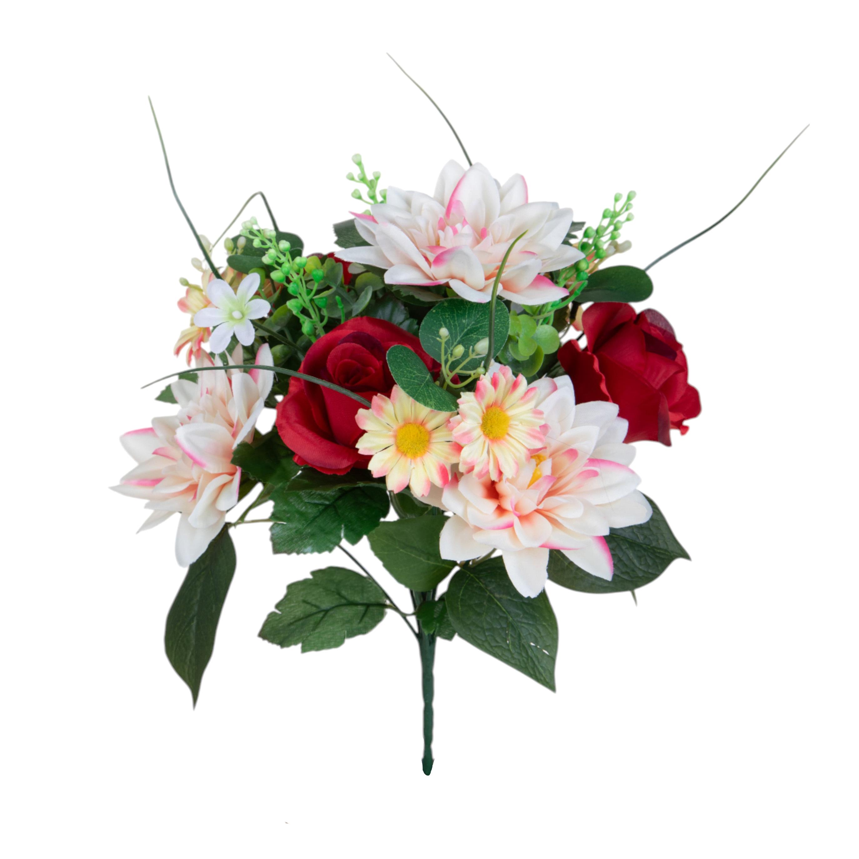 ARTIFICIAL FLOWERS, MIXED BUSH, DALIA BOUQUET 34 CM