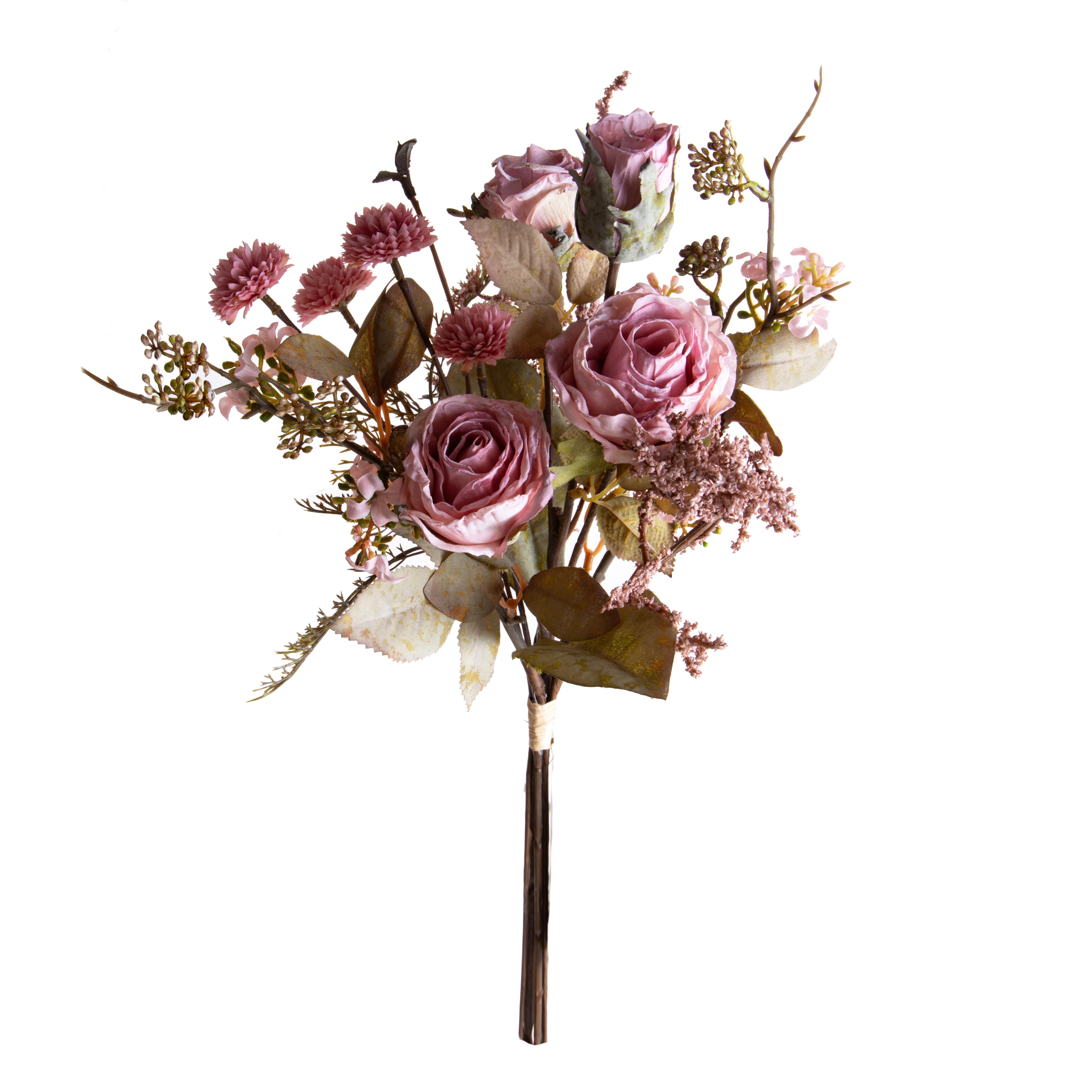BOUQUET ROSE X 6 54 CM ANTICO