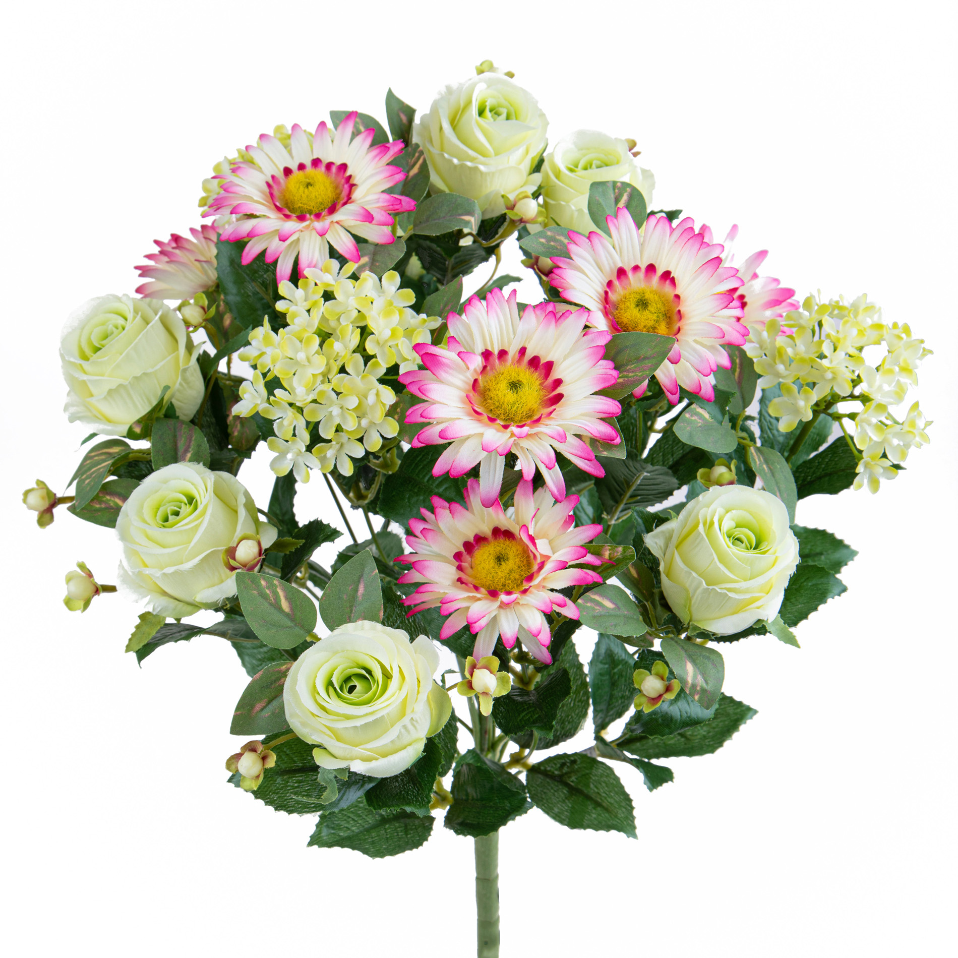 Fleurs artificielles,BOUQUET ROSE/GERBERA X 16 50 CM