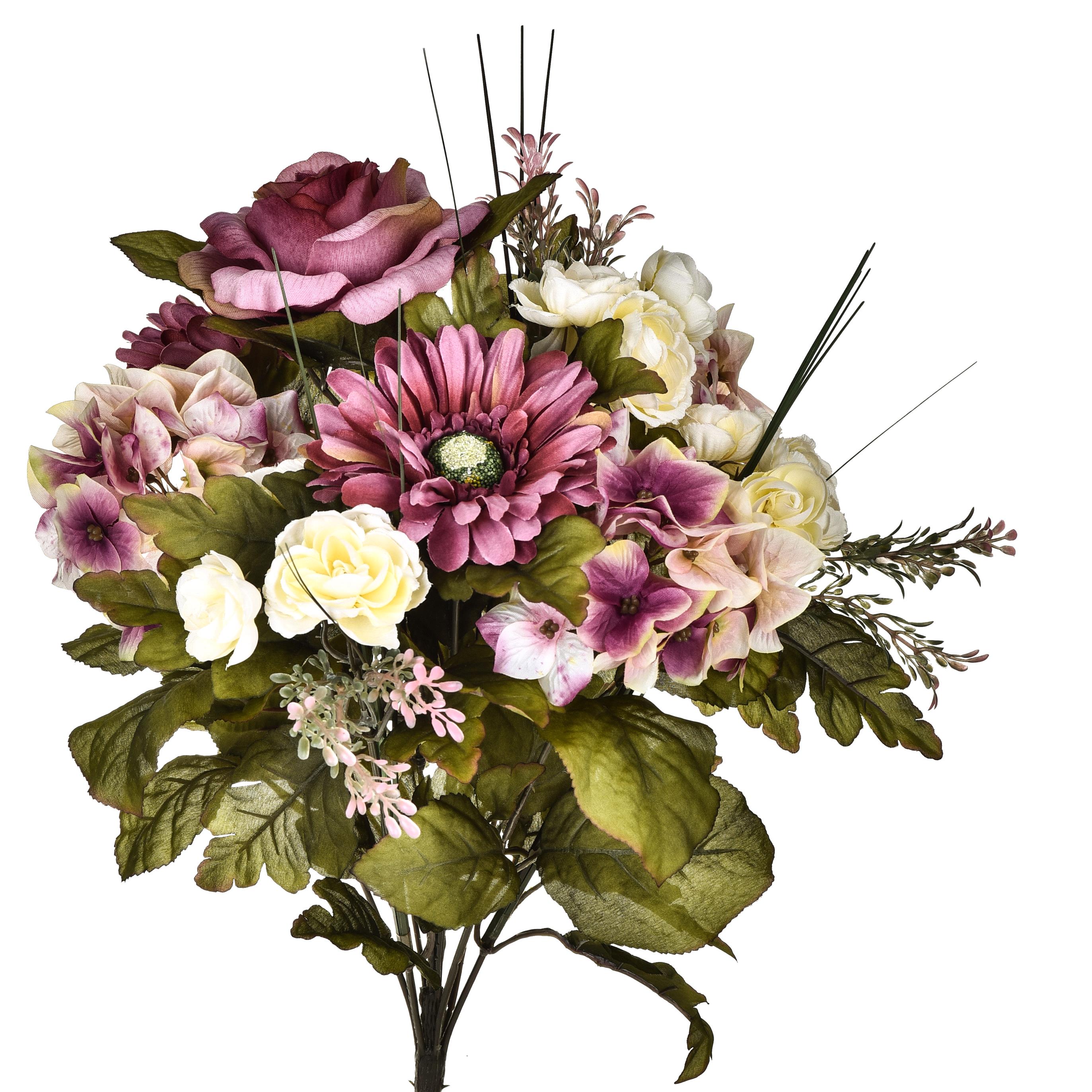 ARTIFICIAL FLOWERS,BOUQUET ORTENSIE/ROSE 34 CM