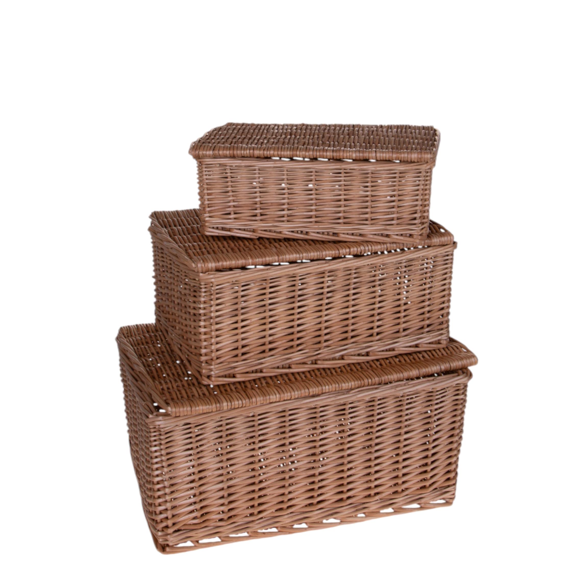 BASKETWORKS, DIFFERENT BASKETS, SET/3 CASSETTE RETT.43X31XH.20 CM C/COPE