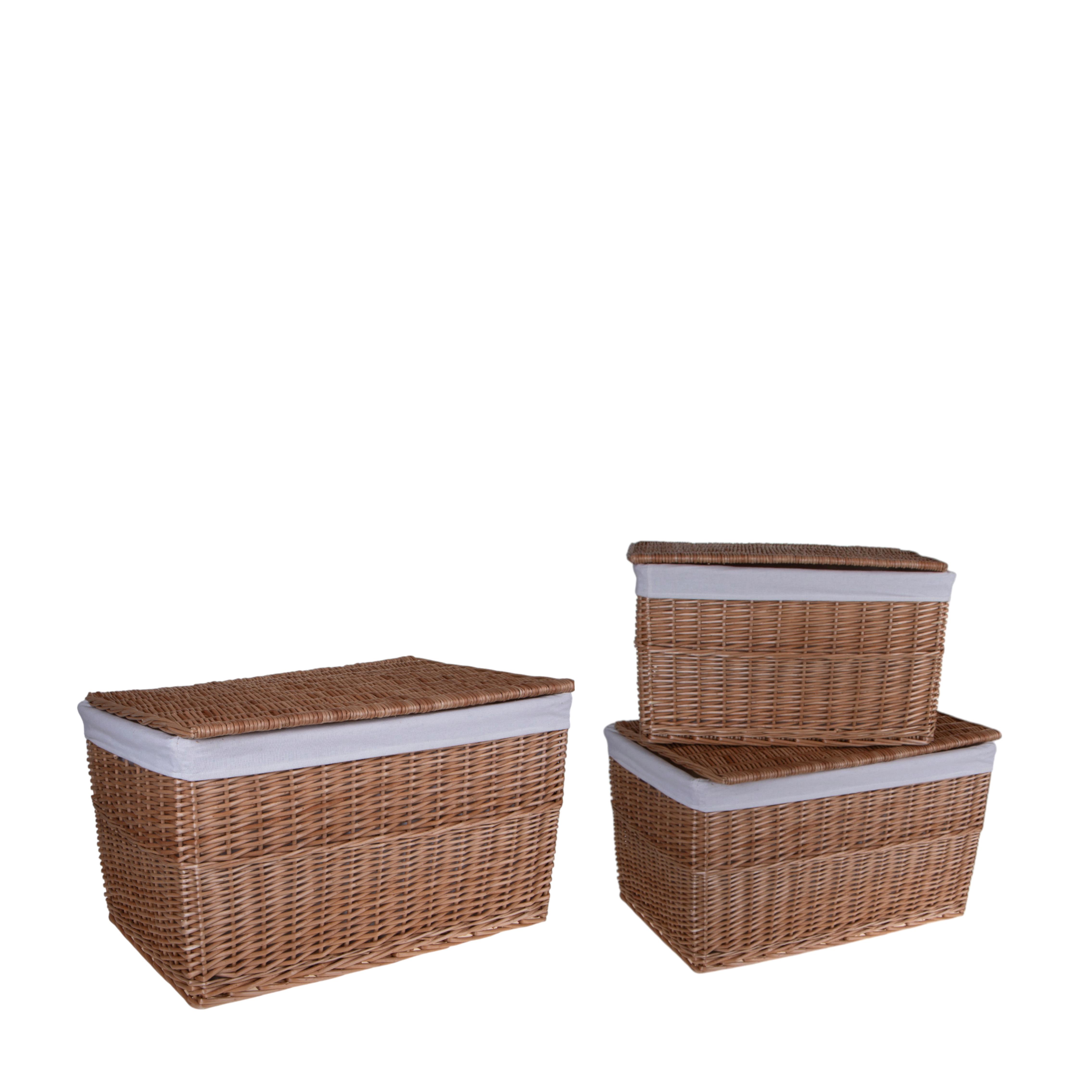 BASKETWORKS, DIFFERENT BASKETS, SET/3 CESTI 64X44XH.37 CM C/TESSUTO INT.