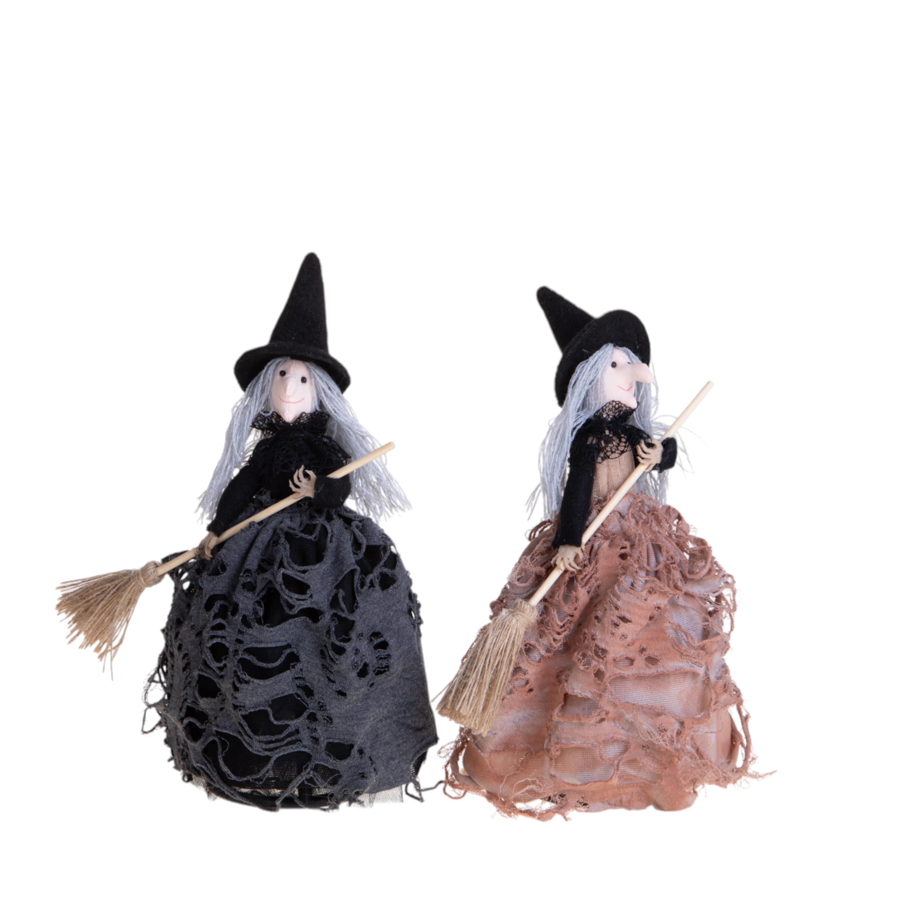 HALLOWEEN AND WITCHES, WITCES DOLLS N EPIPHANY STOCKINGS, SET/2 H.28 CM BEFANE C/BASE