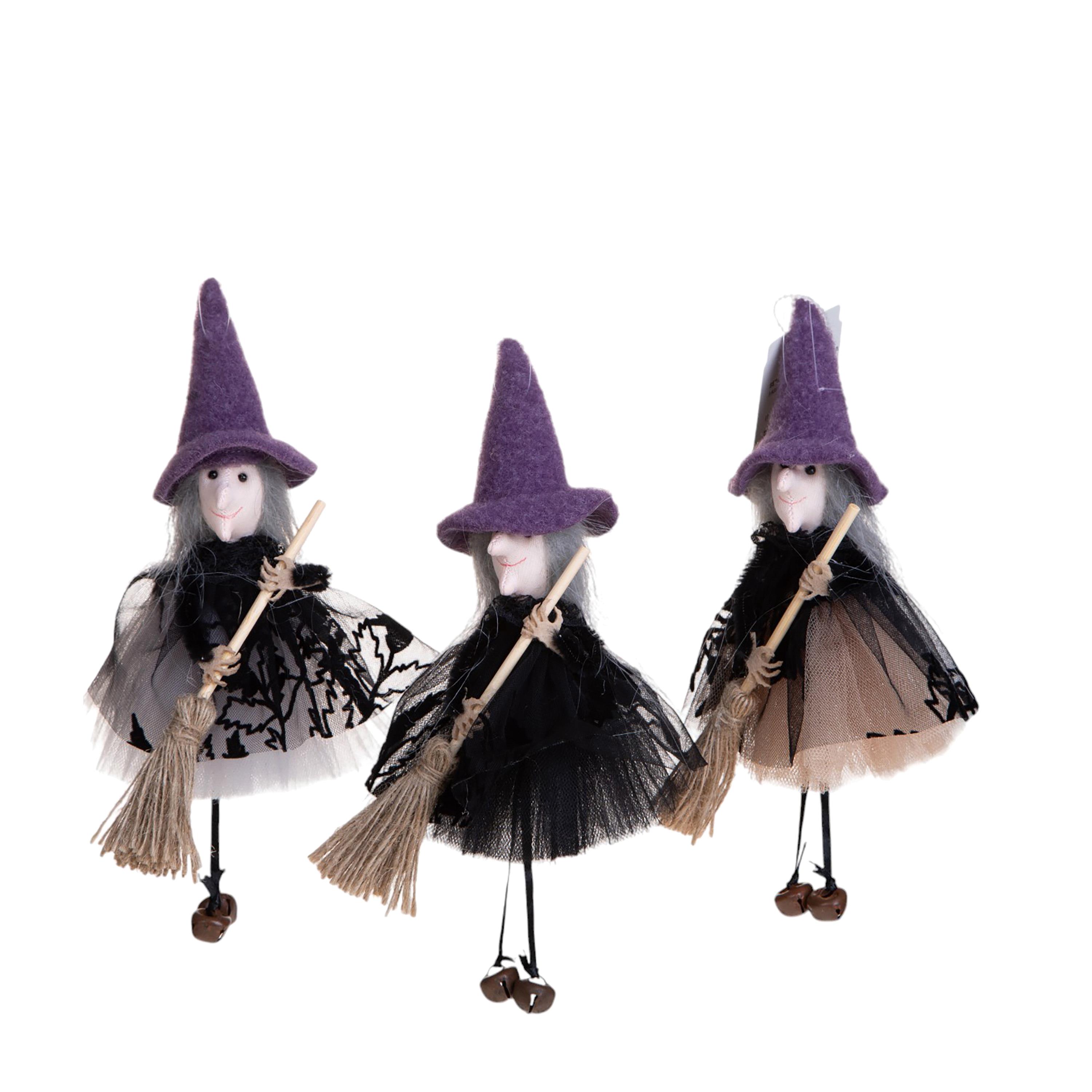 HALLOWEEN AND WITCHES, WITCES DOLLS, SET/3 H.22 CM BEFANE C/CAMPANELLI