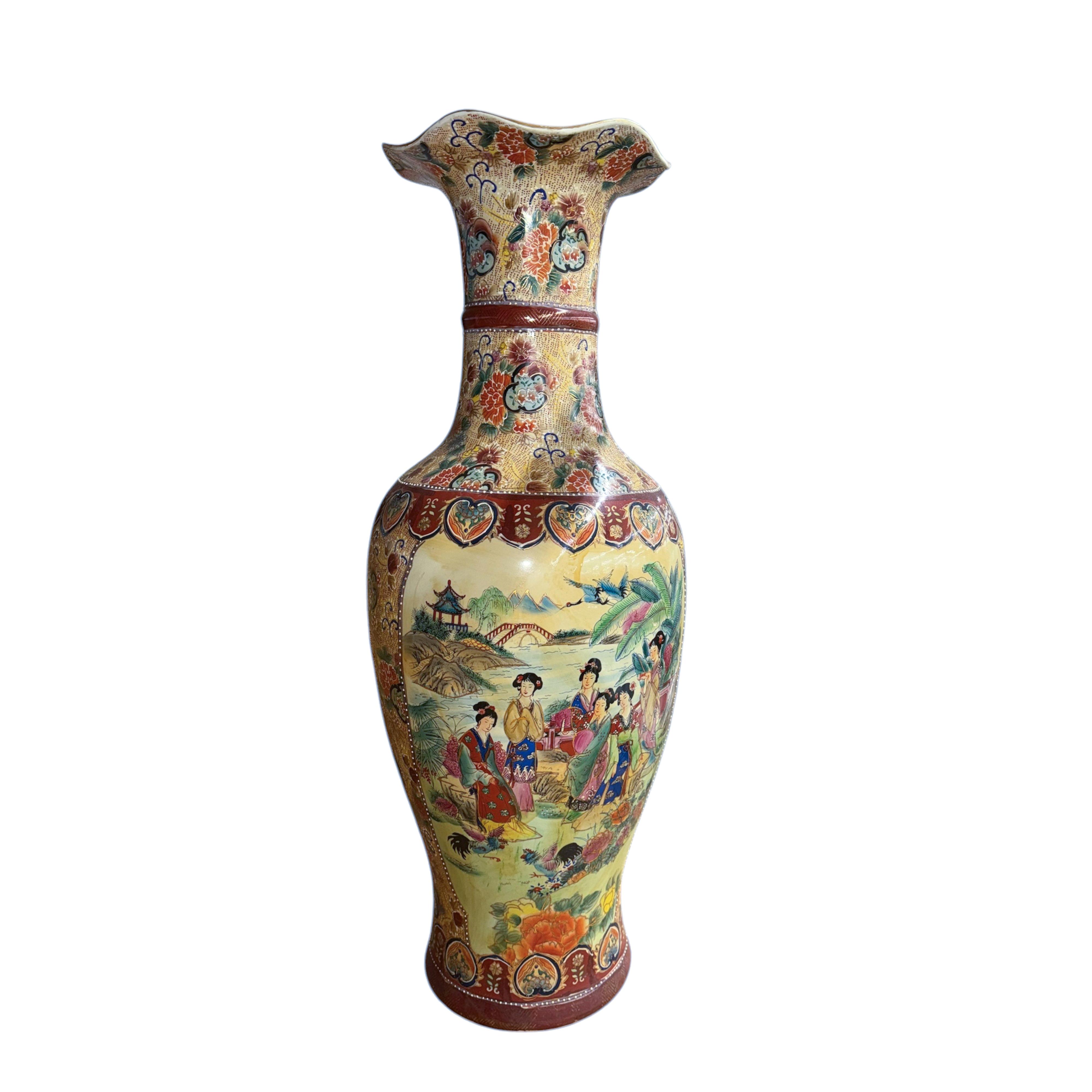 VASO PORCELLANA D.31XH.90 CM DIPINTO**
