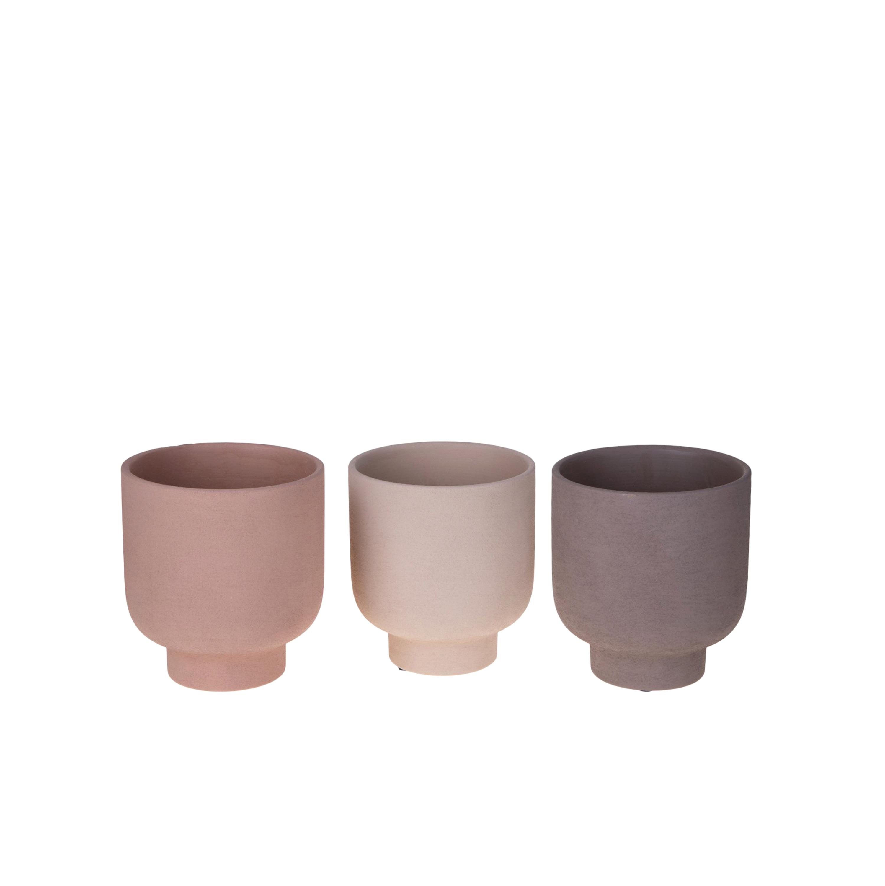 SET/3 CACHEPOT D.12,5XH.14,5 CM C/PIEDE
