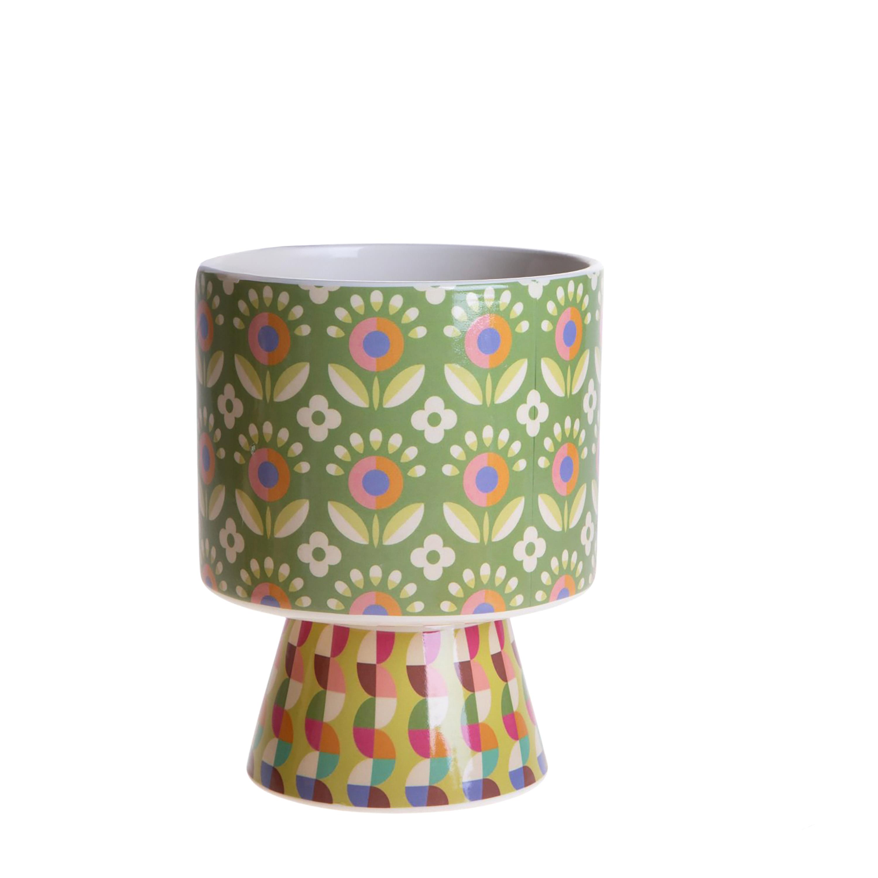 VASO D.17XH.21,5 C/BASE DISEGNO MAIOLICA