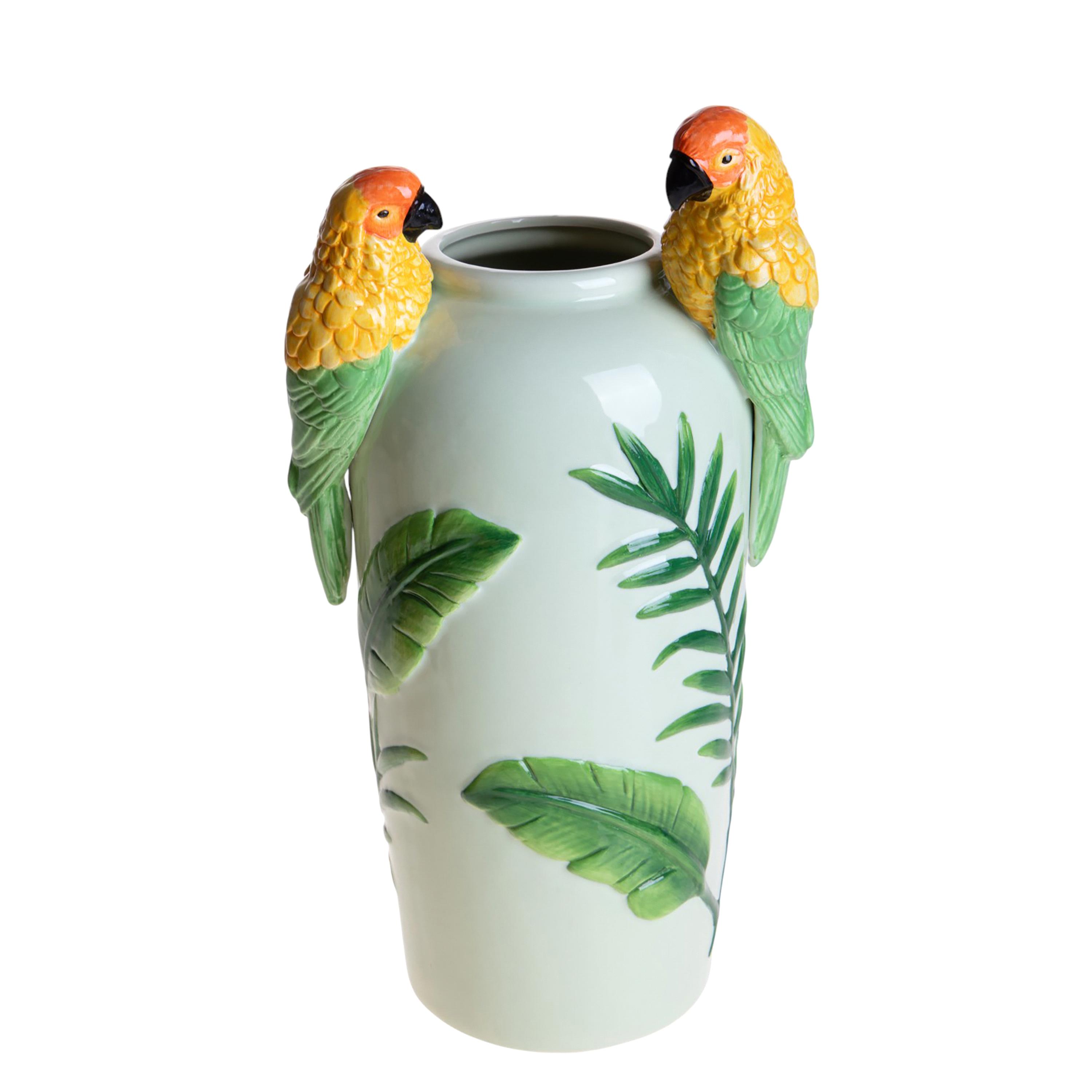 VASO D.16.5XH.39 CM C/PAPPAGALLI