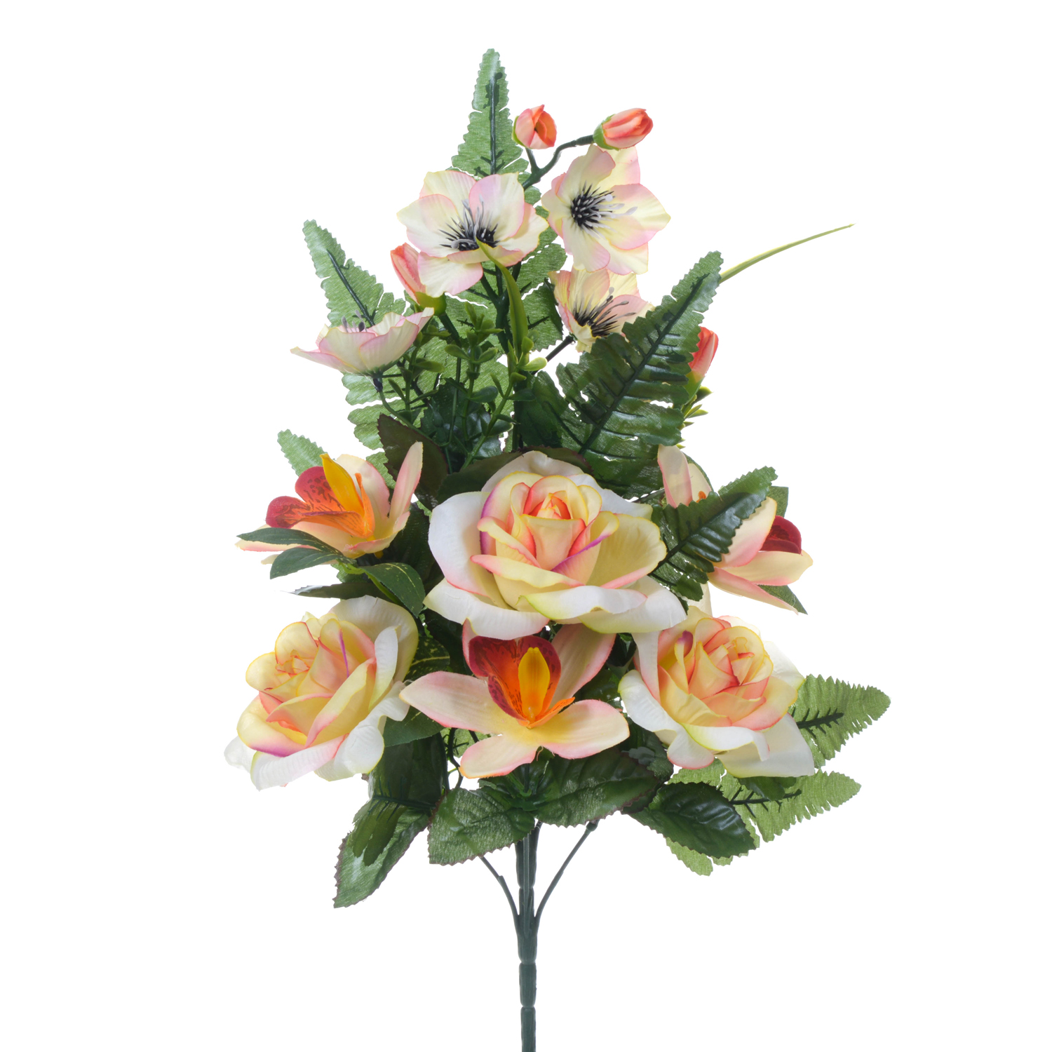 ARTIFICIAL FLOWERS, FRONTAL FLOWERED BUSHES, FRONTALE ROSE/CATTLEYA X 9 59 CM