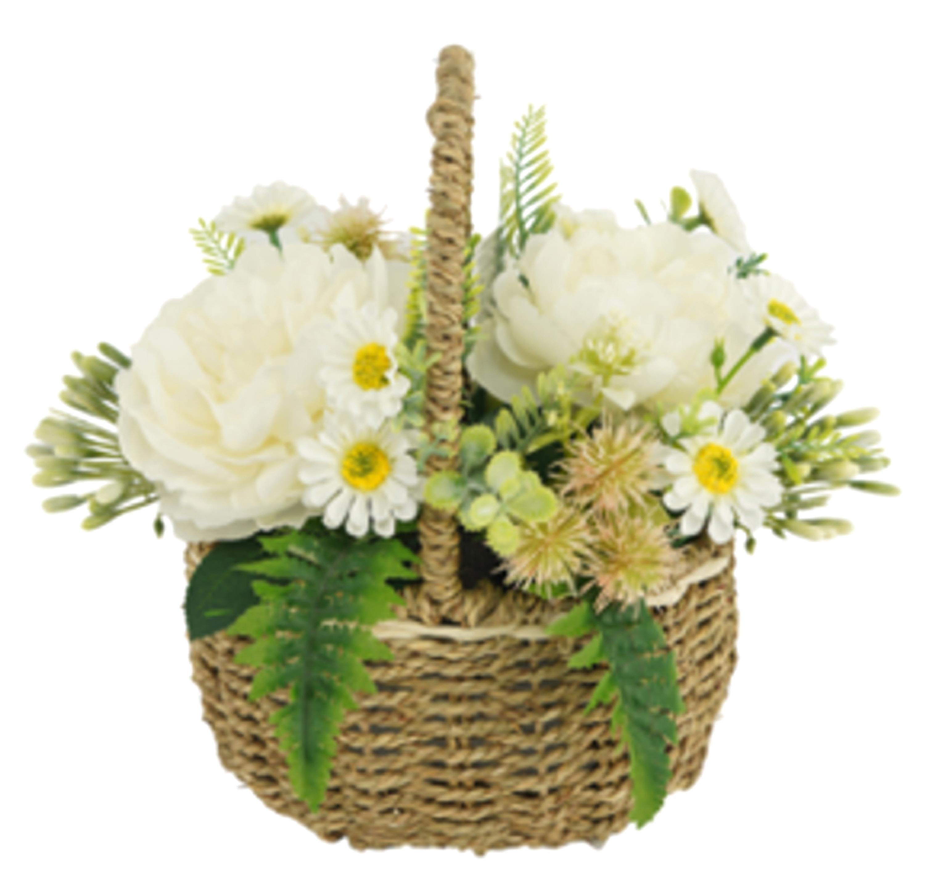 PEONIE/DAISY COMPOSIZIONE IN CESTO 45CM