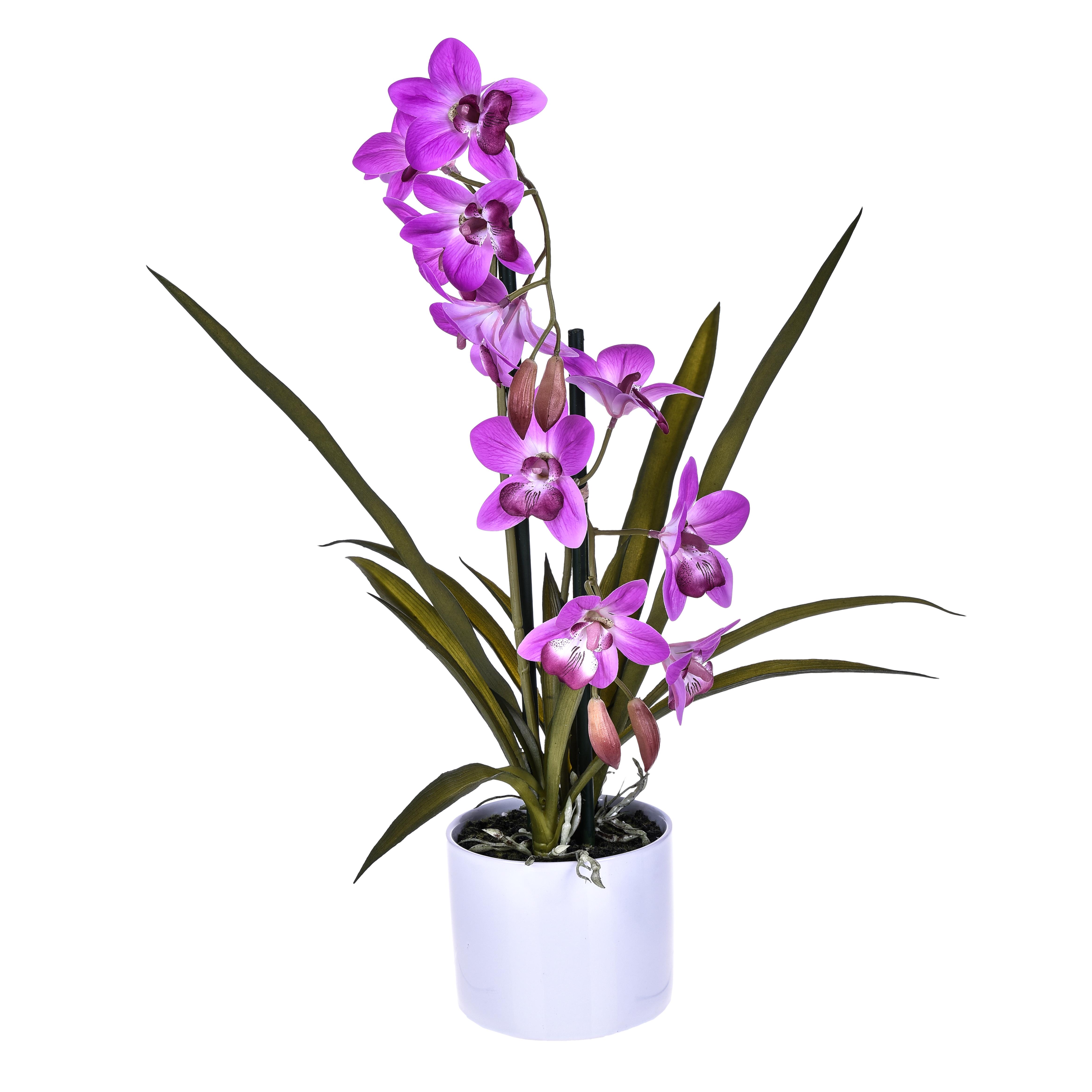 DECORATIONS,Products for funeral floristics n decoration,DENDROBIUM C/VASO 52 CM-REAL TOUCH