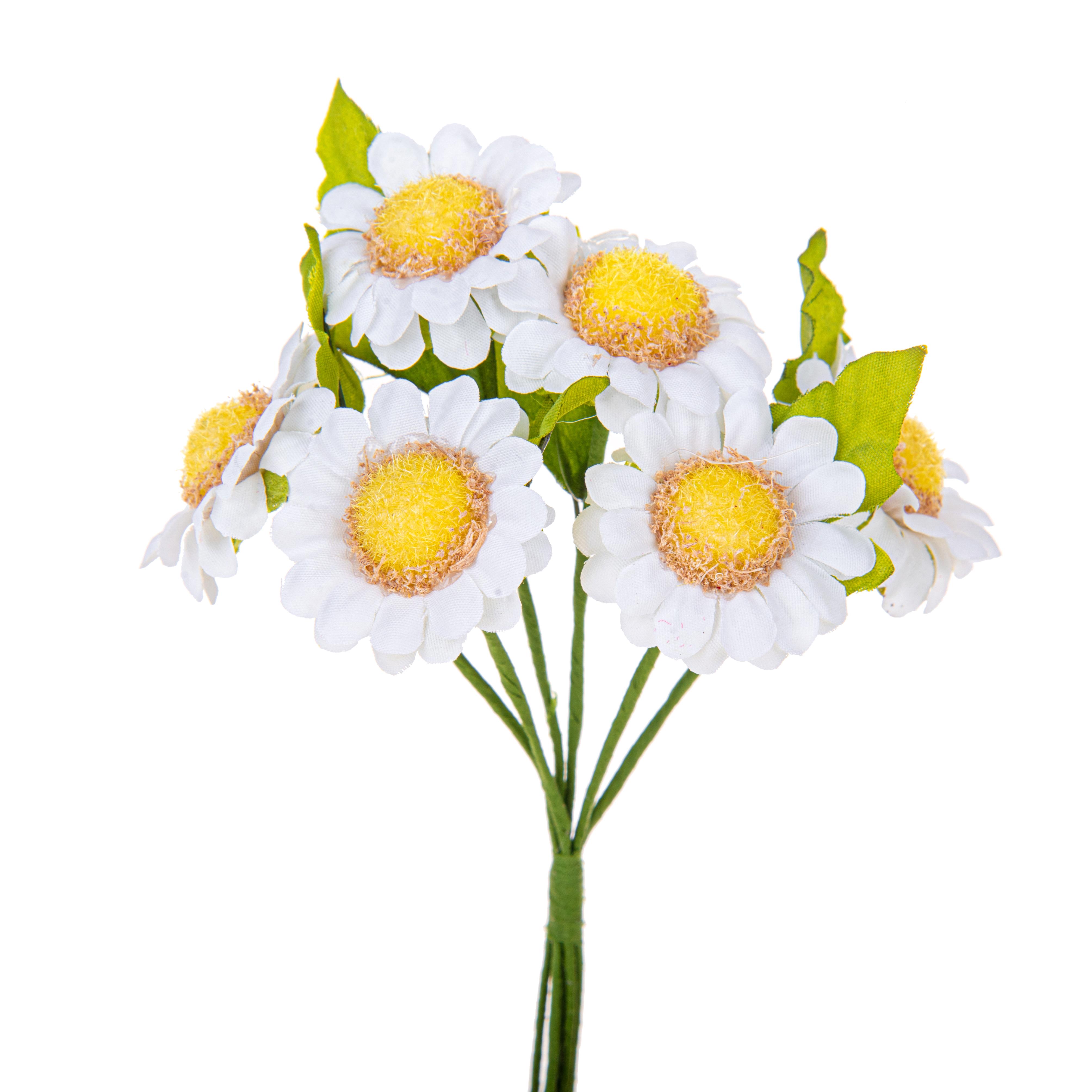 Fleurs artificielles, Marguerite,Bleuet ET Pavot, MINI MARGHERITE X 6 DM 2 CM