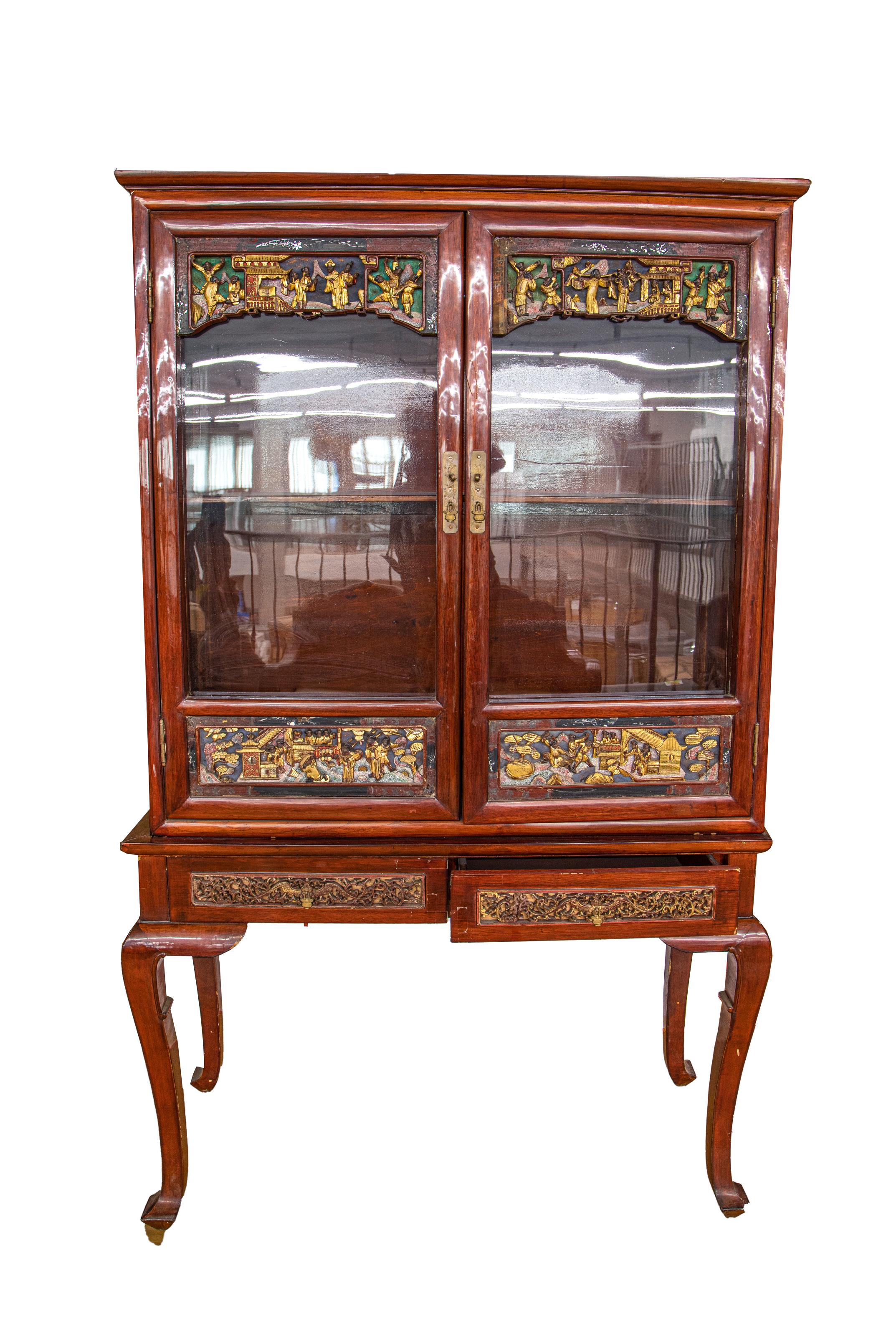 VETRINA DECORATA C/GAMBE LEGNO 109X45CM*
