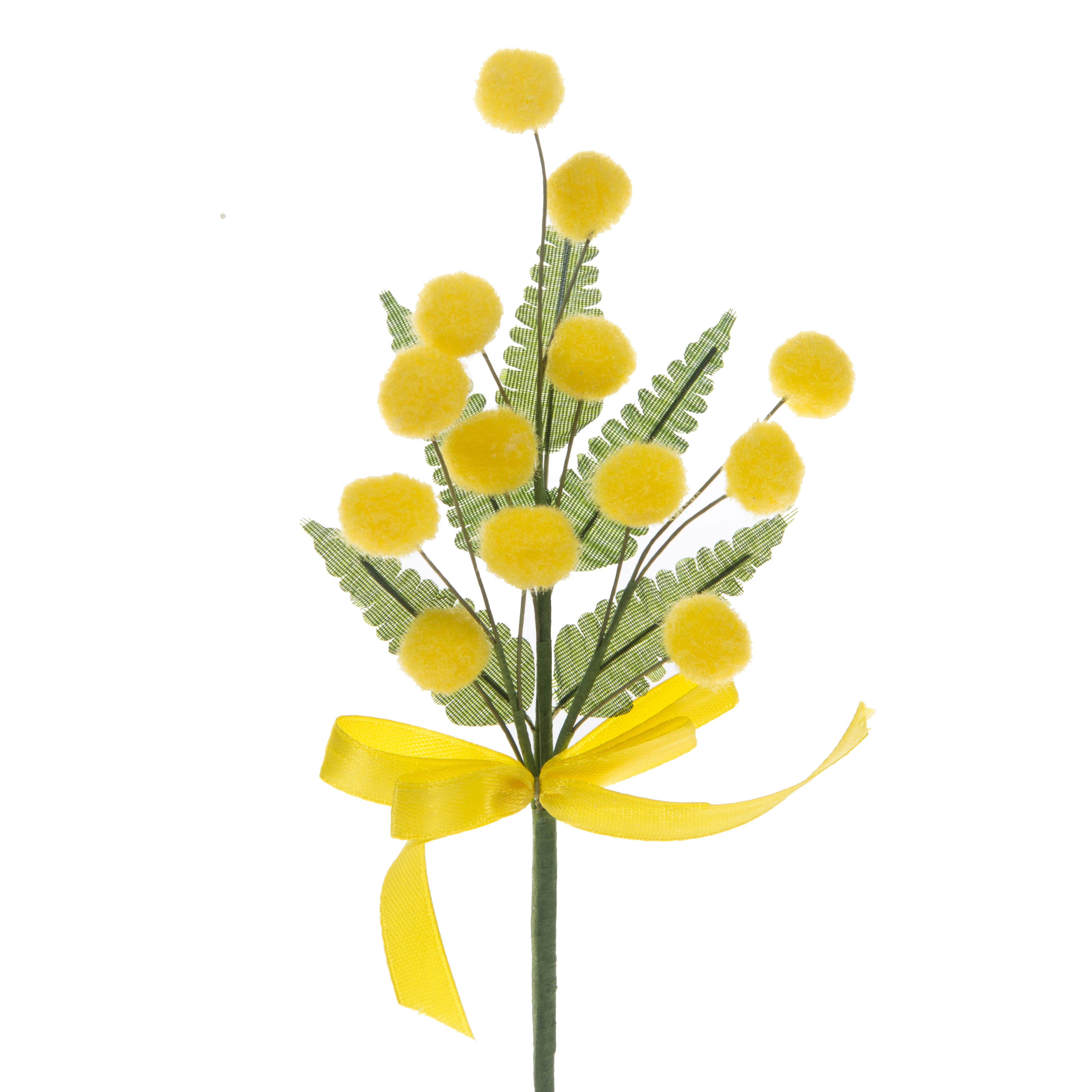 Fleurs artificielles, Mimosa, MIMOSA PICK C/FIOCCO 19 CM