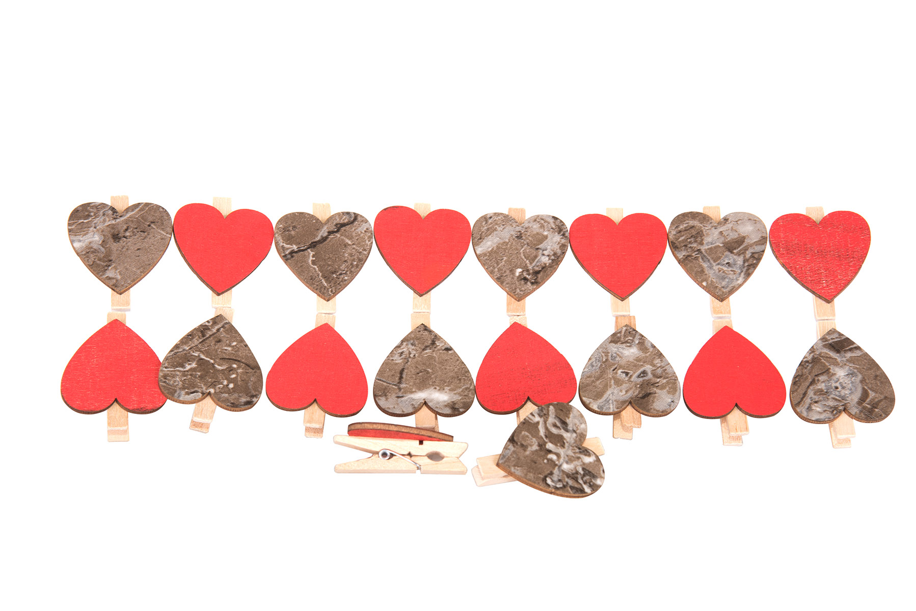 Herzen - Valentinstag  - Muttertag, HEARTS IN RATTAN UND ANDERE MATERIALIEN, CUORI 18 PZ C/CLIP
