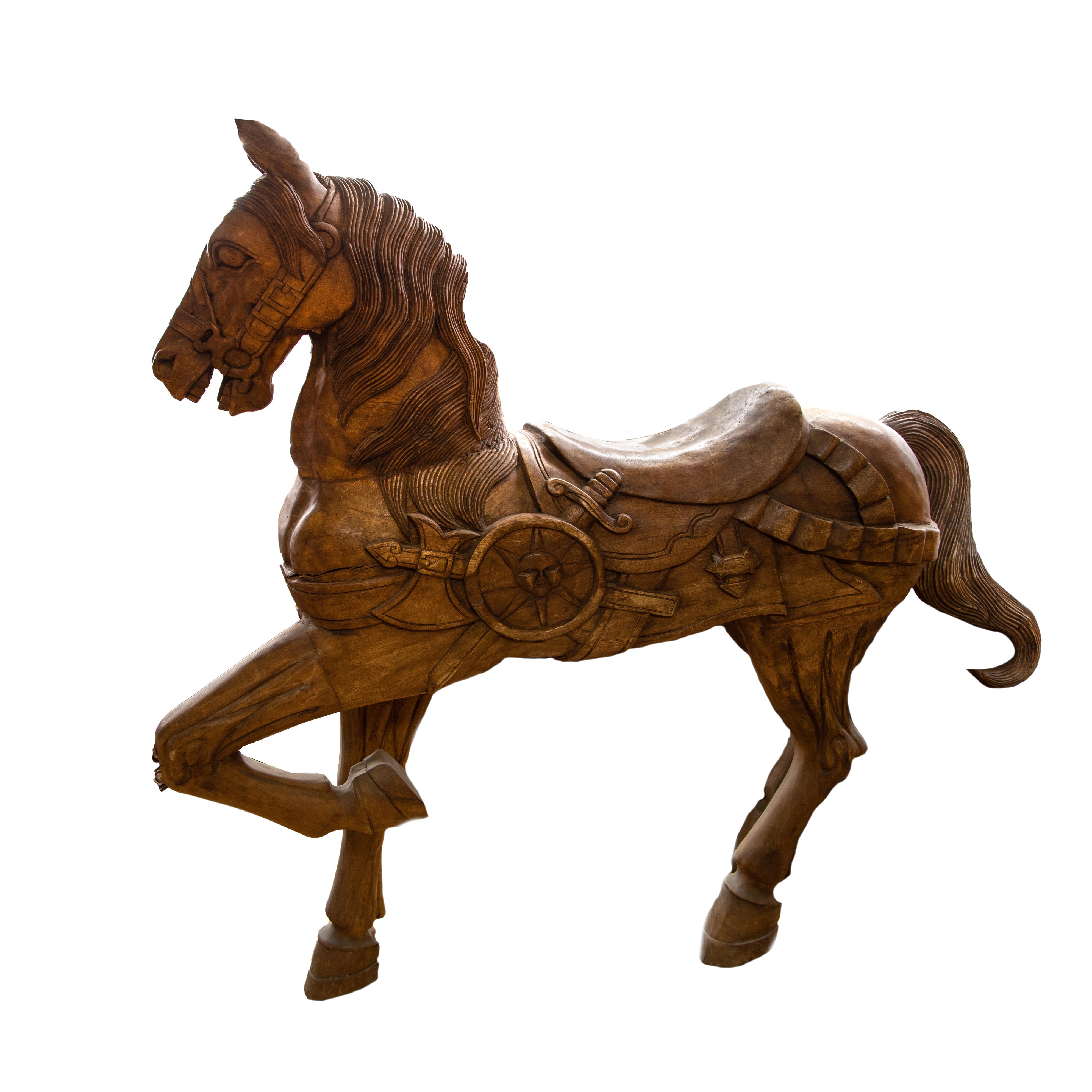 CAVALLO IN LEGNO 157 CM INTAGLIATO**UNIC