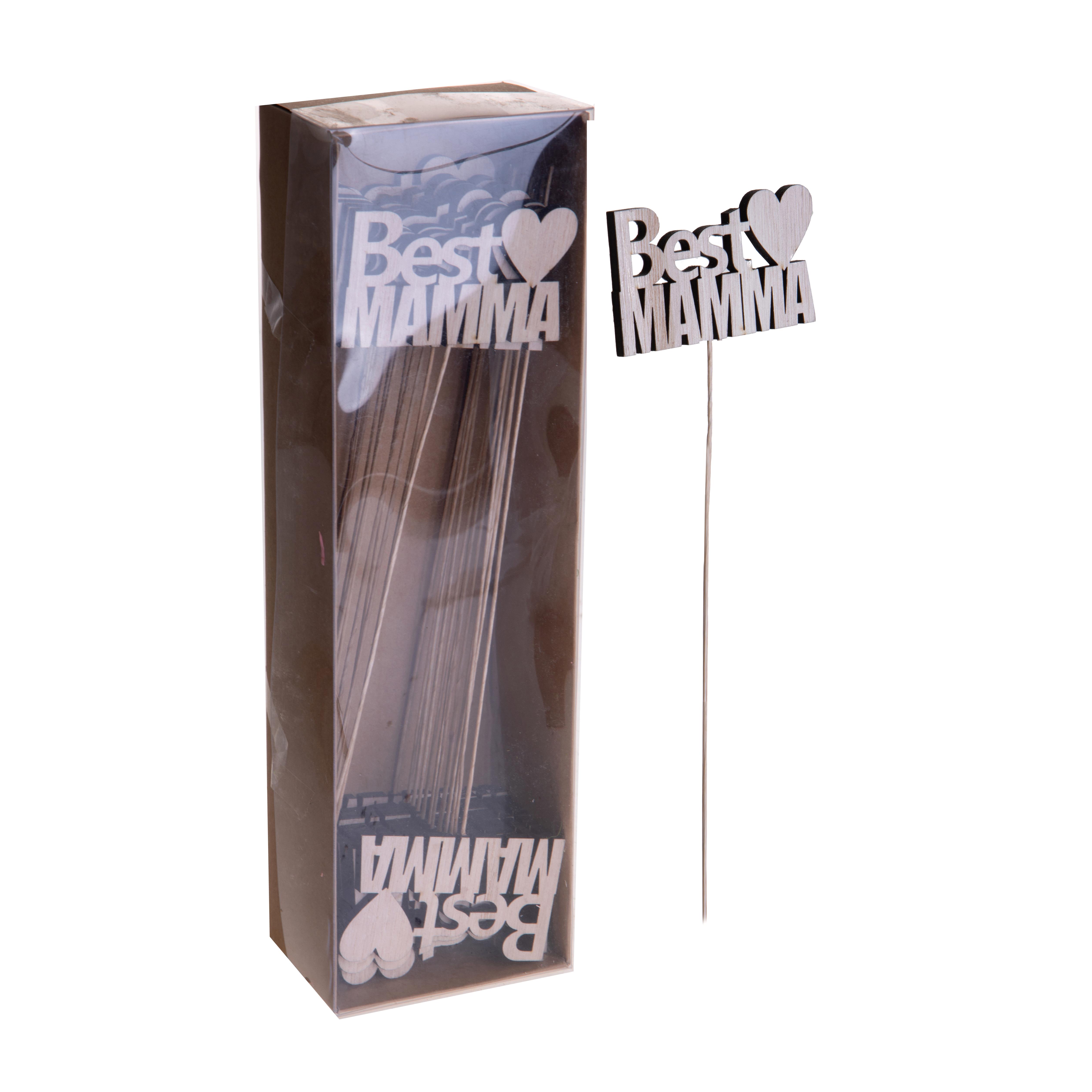 PICK LEGNO 24 PZ \"BEST MAMMA\" 22 CM