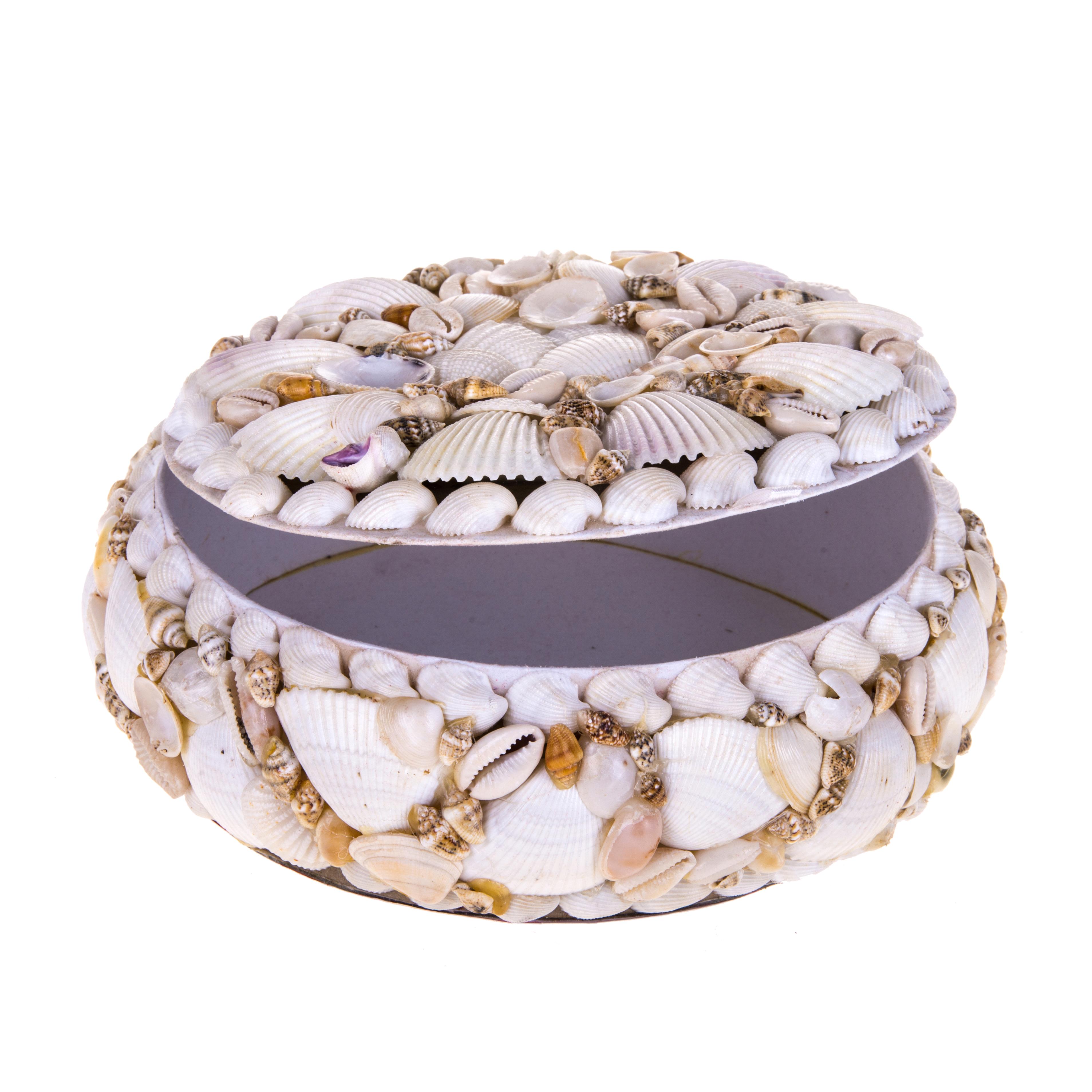 SCATOLA 20 CM ROTONDA C/CONCHIGLIE