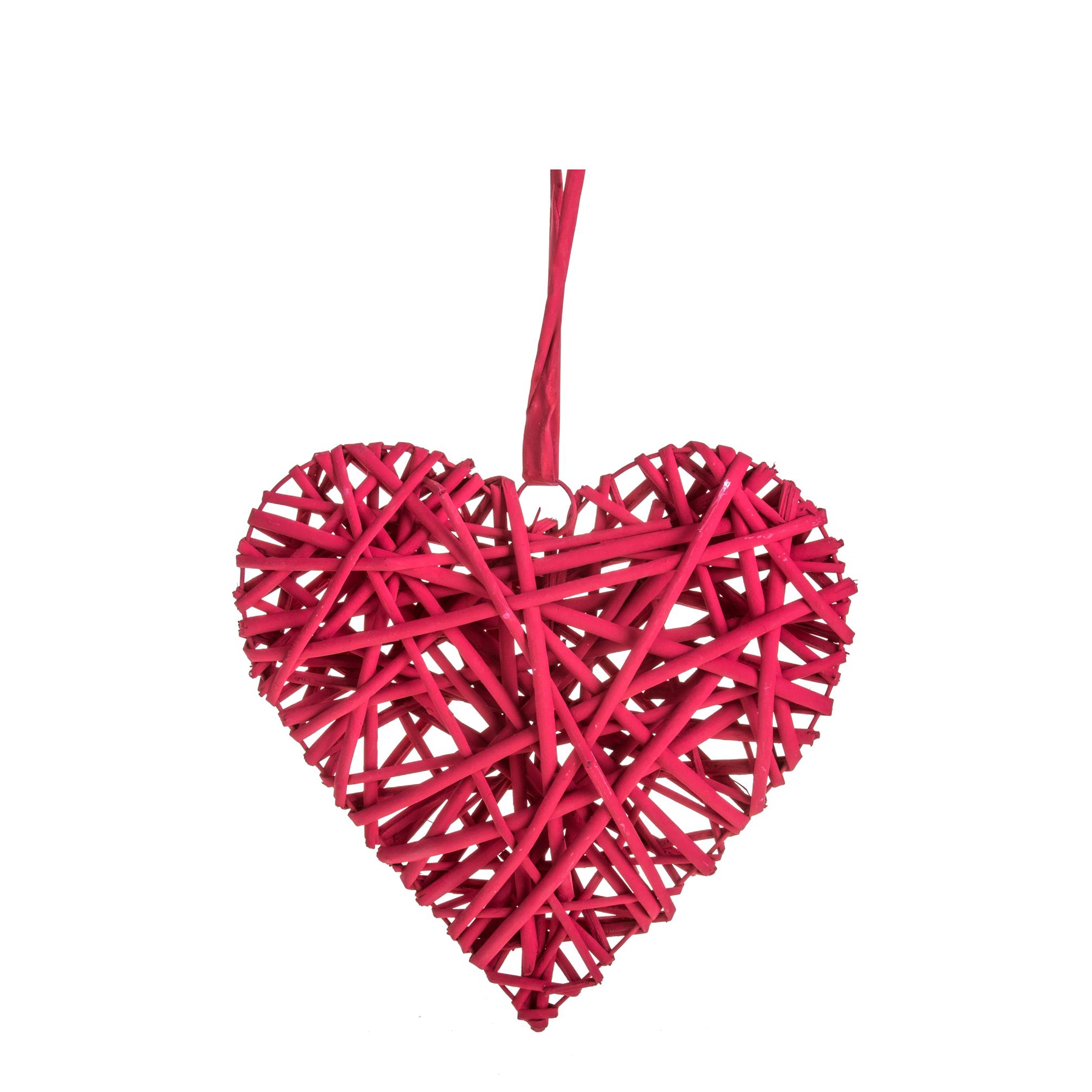 Herzen - Valentinstag  - Muttertag, HEARTS IN RATTAN UND ANDERE MATERIALIEN, CUORE 10 CM COLORATO