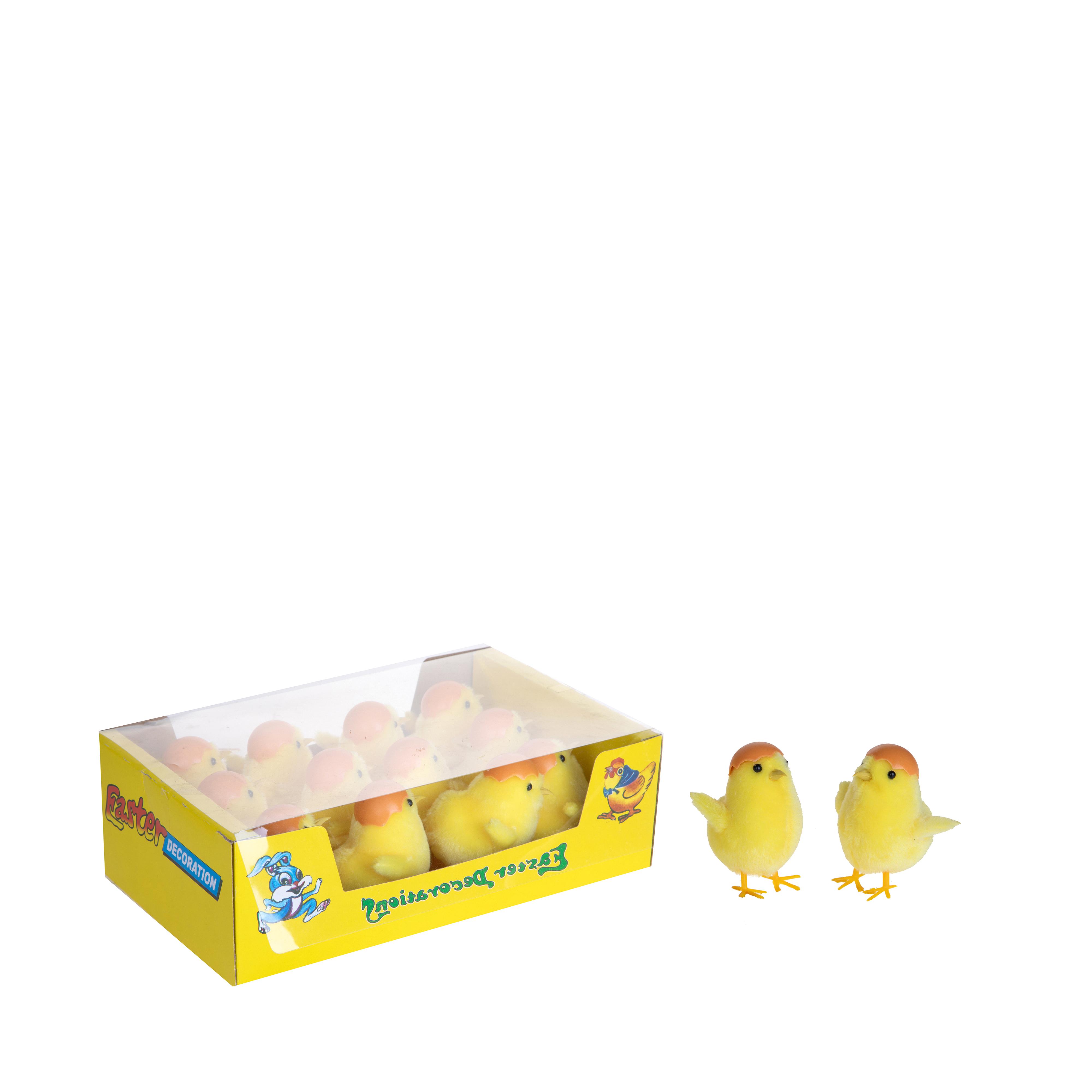 Printemps et Pâques, POUSSINS ET PAPILLONS, OISEAUX, PULCINI 12 PZ 9 CM IN SCATOLA