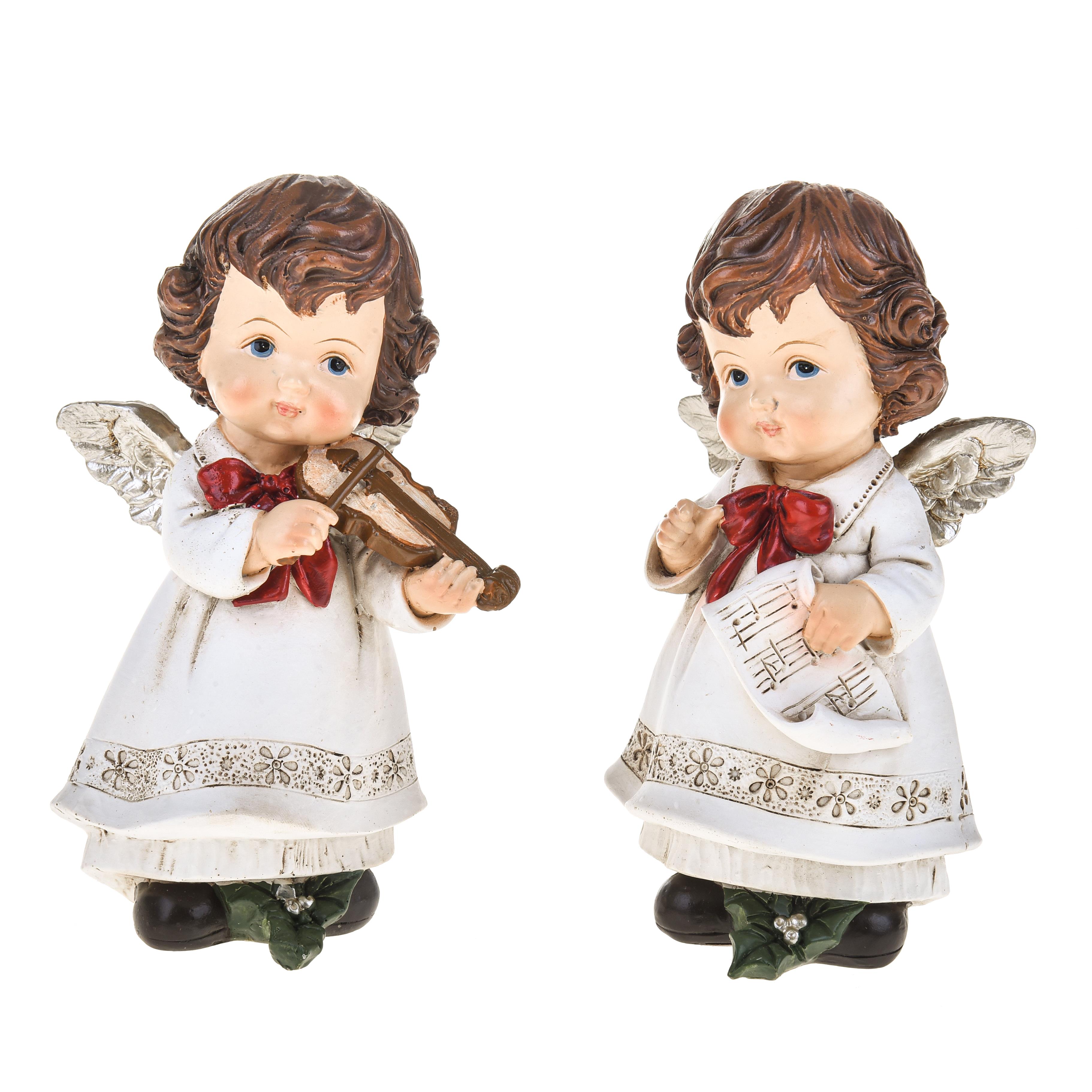 CHRISTMAS ITEMS, Angels, children and resin subjects, SET/2 ANGELI 15 CM C/FIOCCO