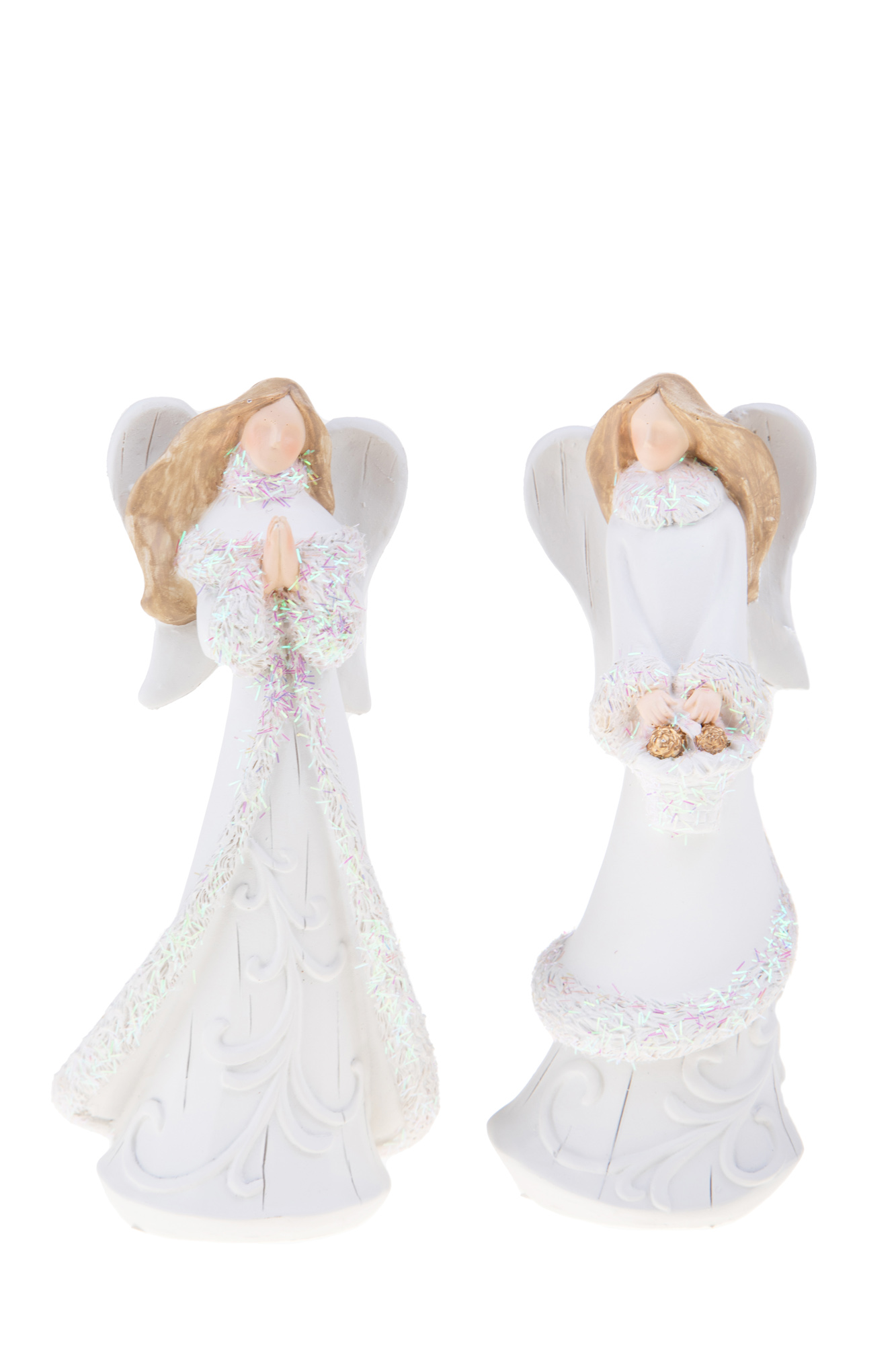 CHRISTMAS ITEMS, Angels, children and resin subjects, SET/2 ANGELI 16,5 CM C/GLITTER