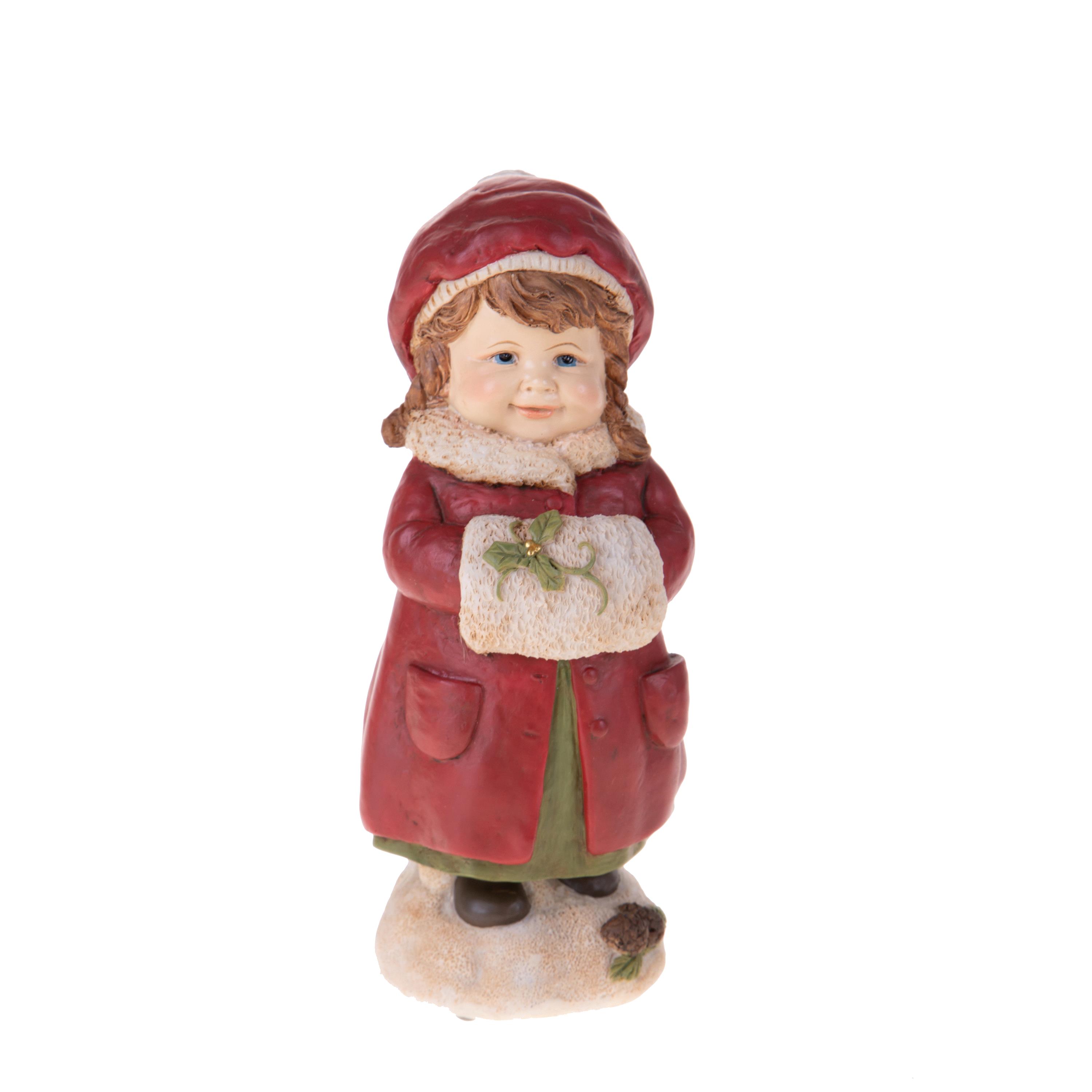 ARTICOLI NATALIZI, ANGELI, BAMBINI e soggetti resina natalizia, BAMBINA H.22 CM C/SCALDAMANI