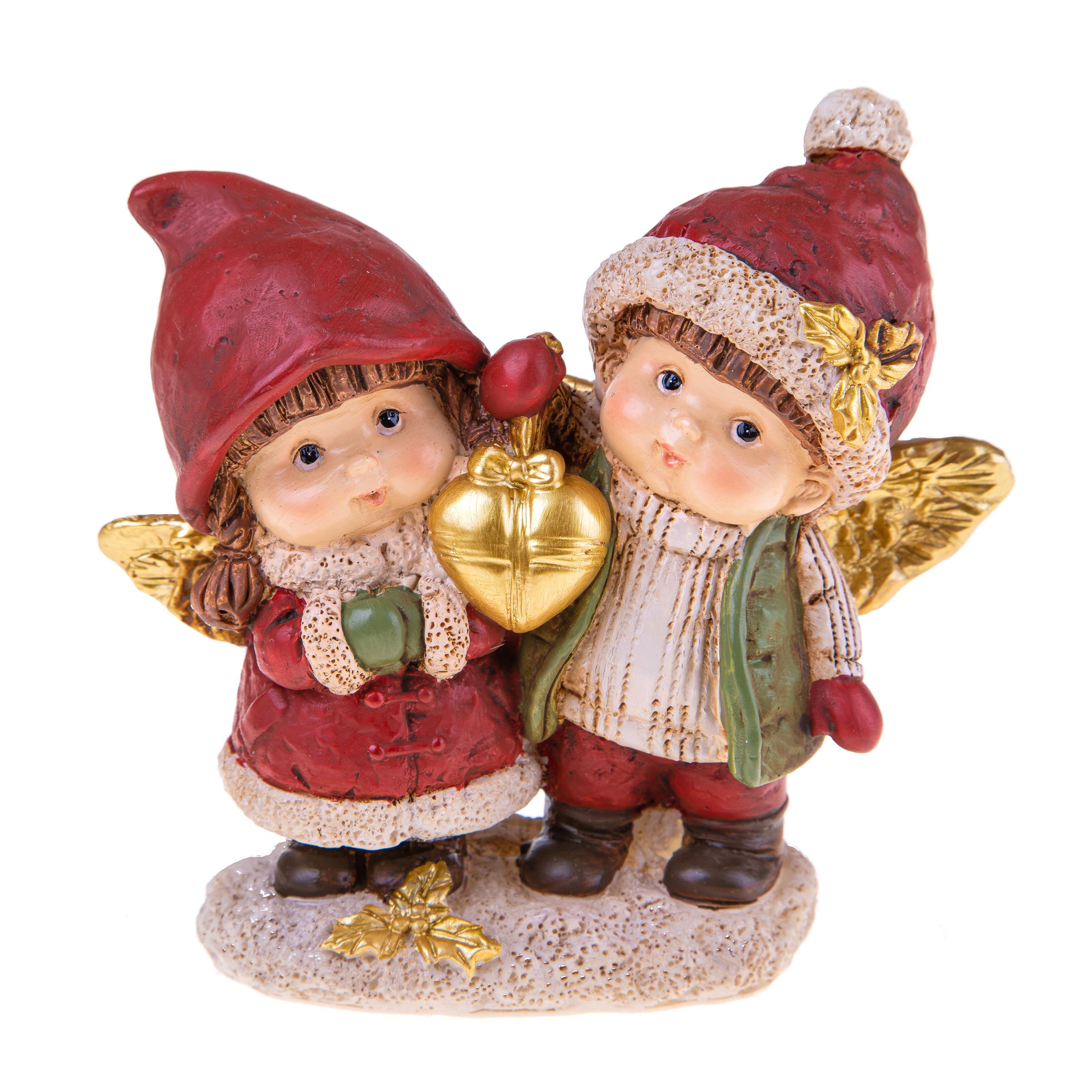 CHRISTMAS ITEMS, Angels, children and resin subjects, COPPIA BAMBINI H.12 CM C/CUORE