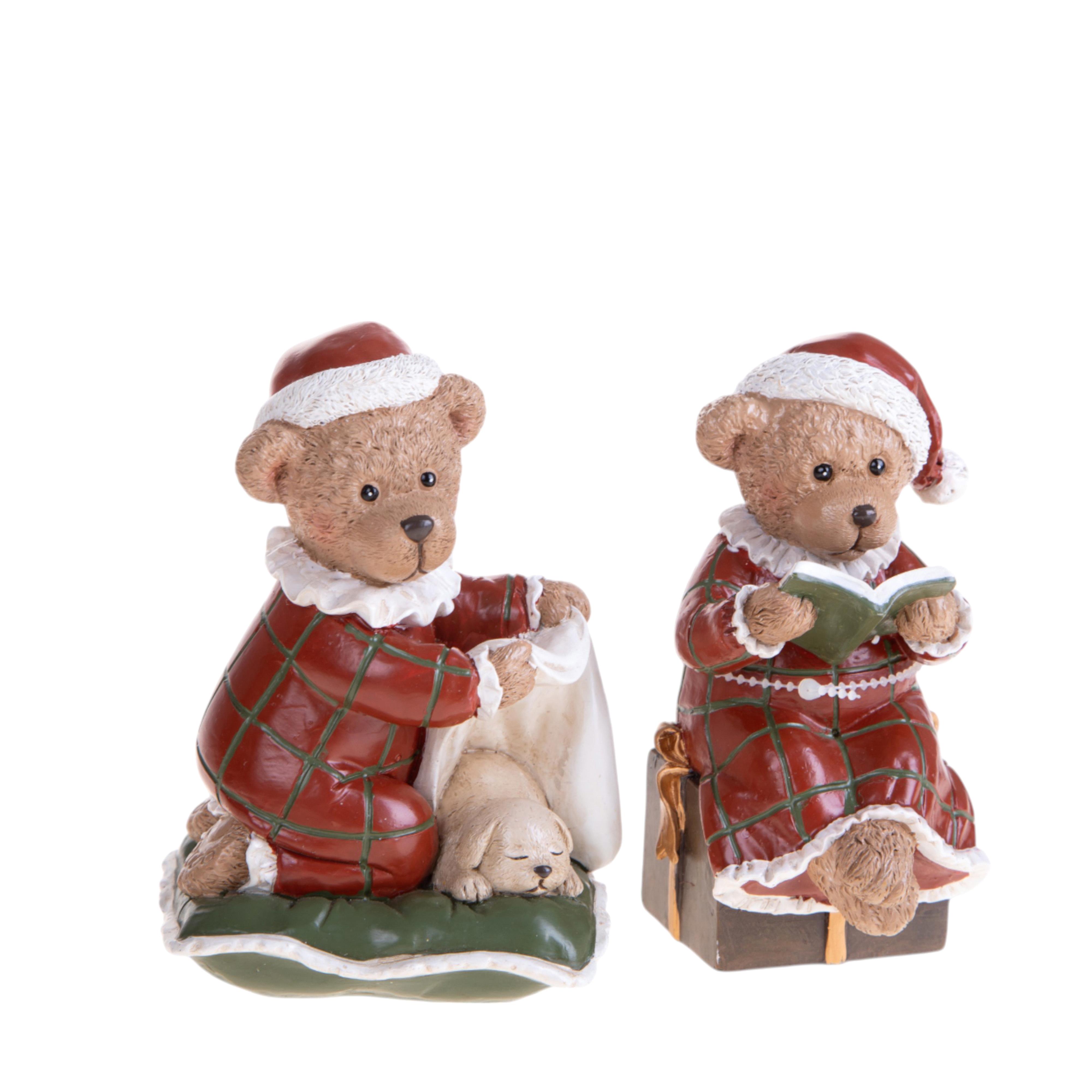 SET/2 ORSI NATALE 13 CM C/LIBRO E CANE