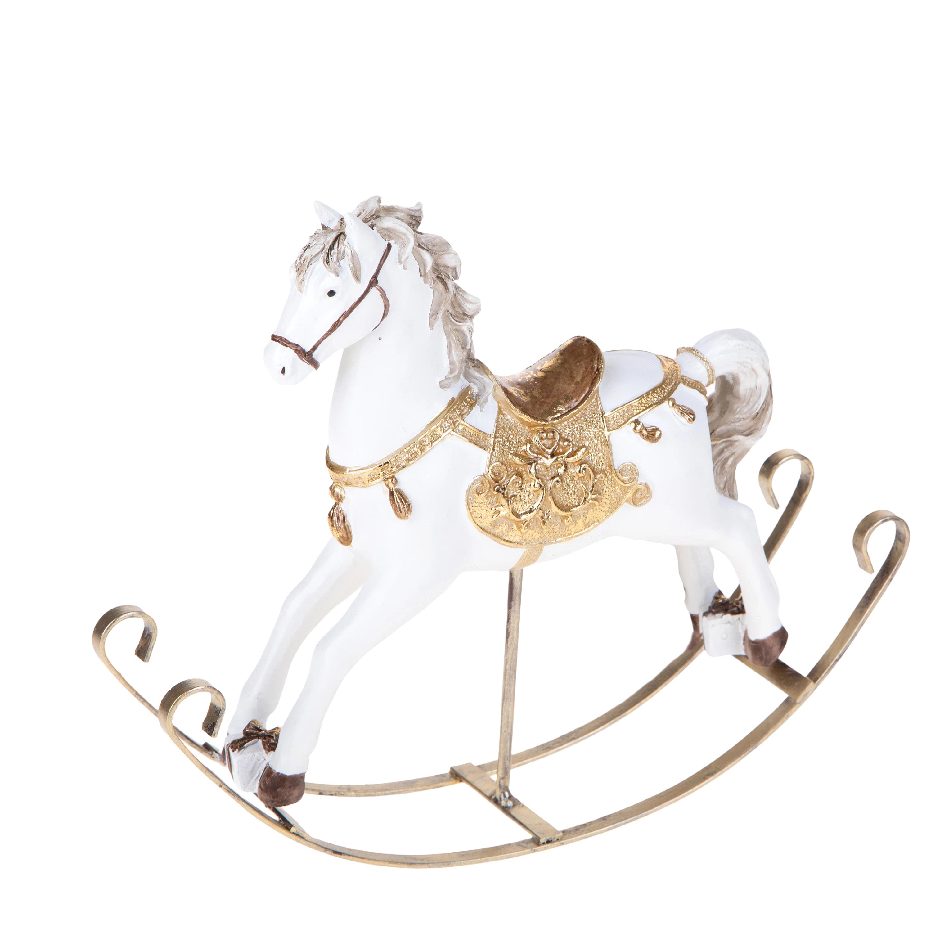 Weihnachtsartikel,FIRS CHRISTMAS TABLE,CAVALLO A DONDOLO 25XH.23 CM