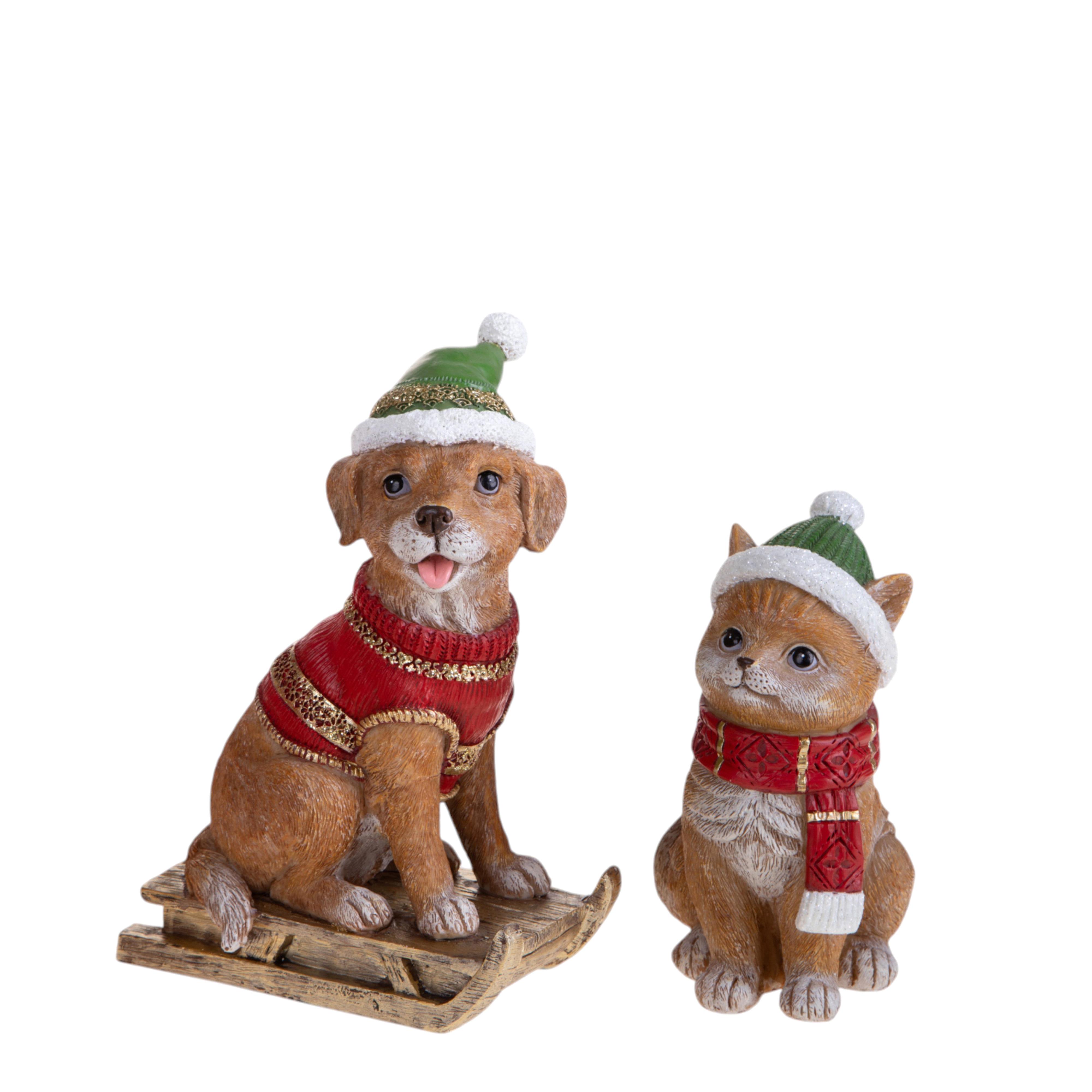 SET/2 CANE E GATTO NATALIZI 23.5 CM