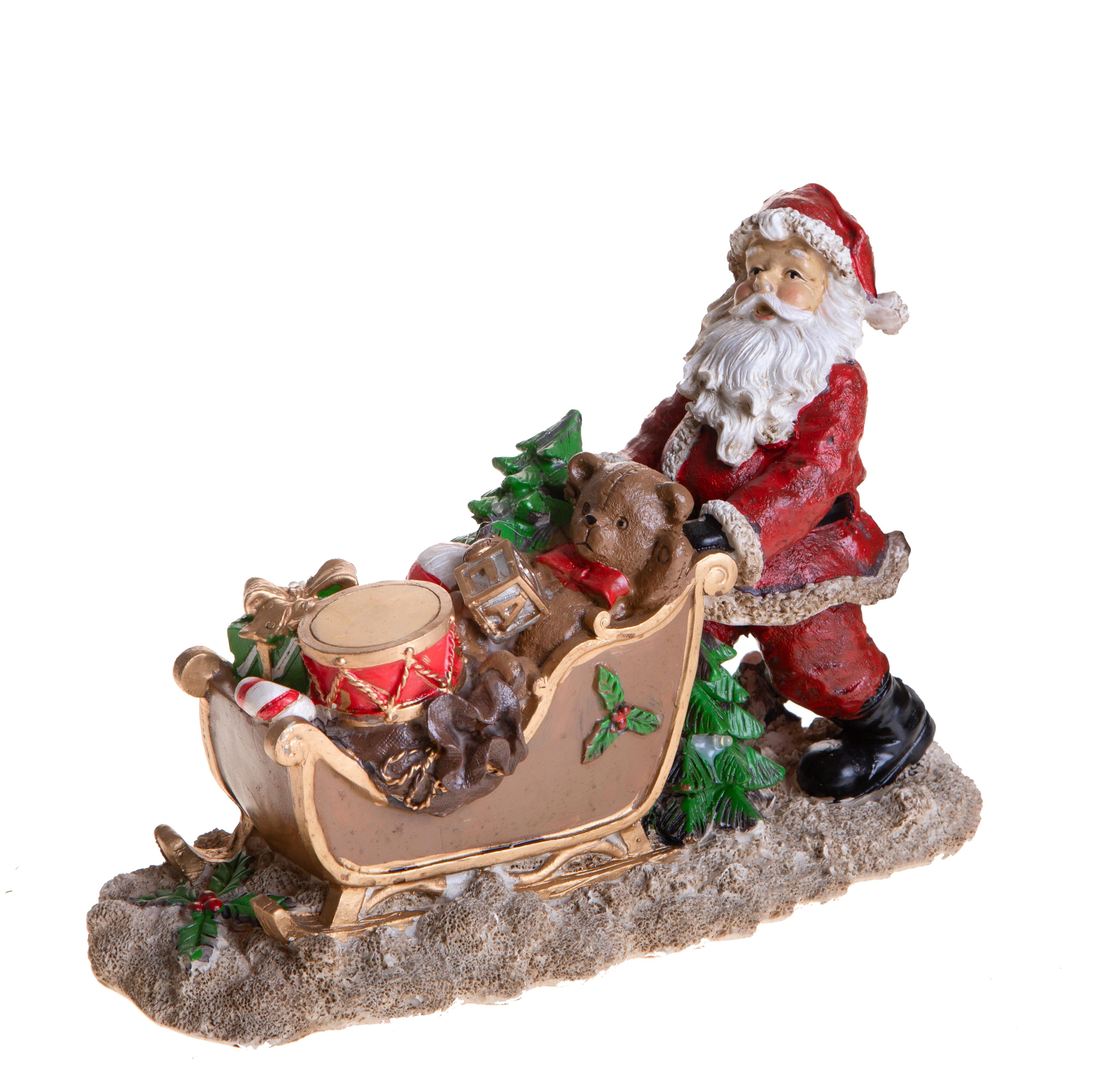 ARTICOLI NATALIZI,BABBO NATALE RESINA, ferro, ceramica,BABBO H.19,5 CM C/LED SU SLITTA