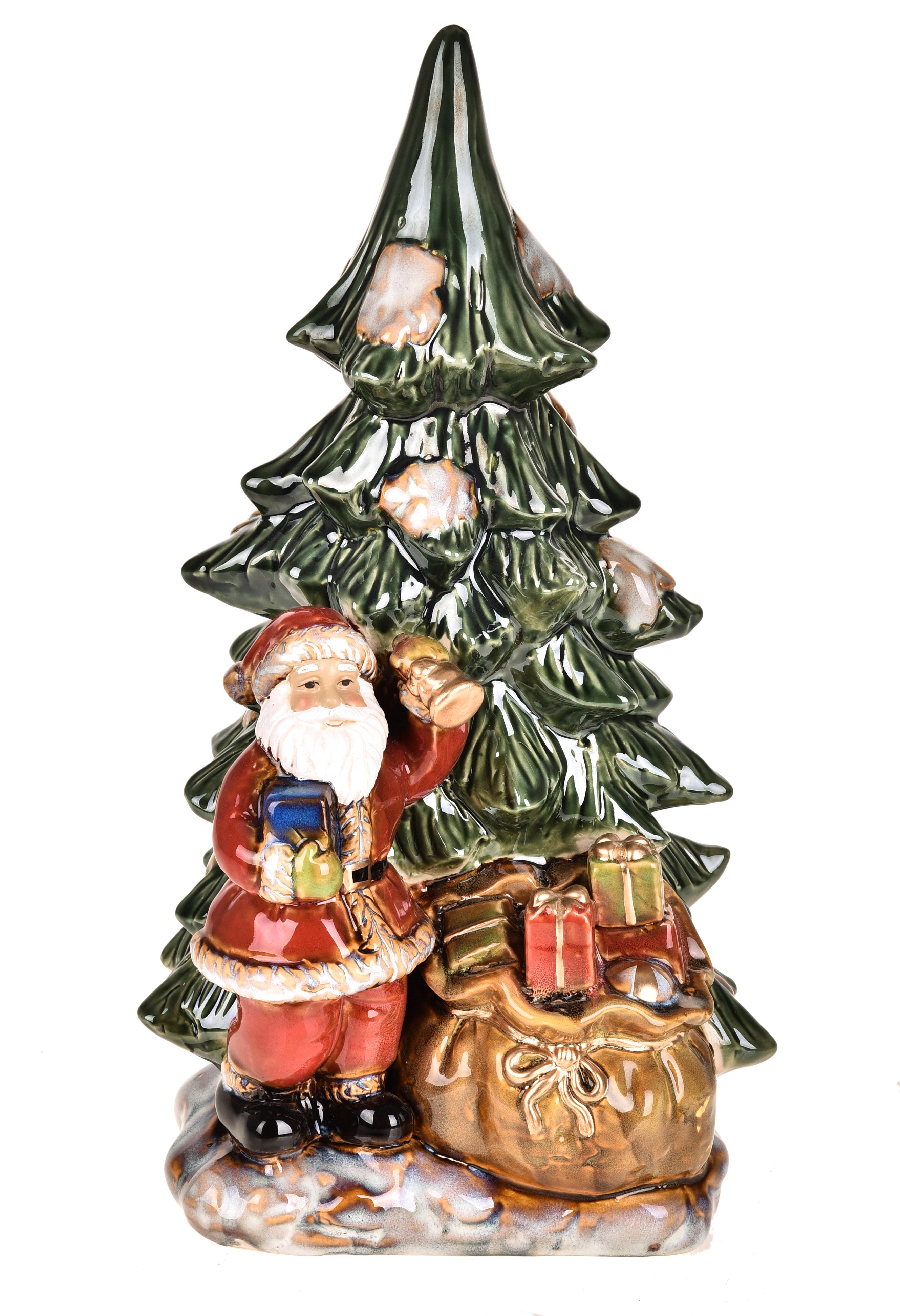 Weihnachtsartikel, Weihnachtsmann, Eisenharz, Keramik, BABBO NATALE H.37,5 CM C/ABETE