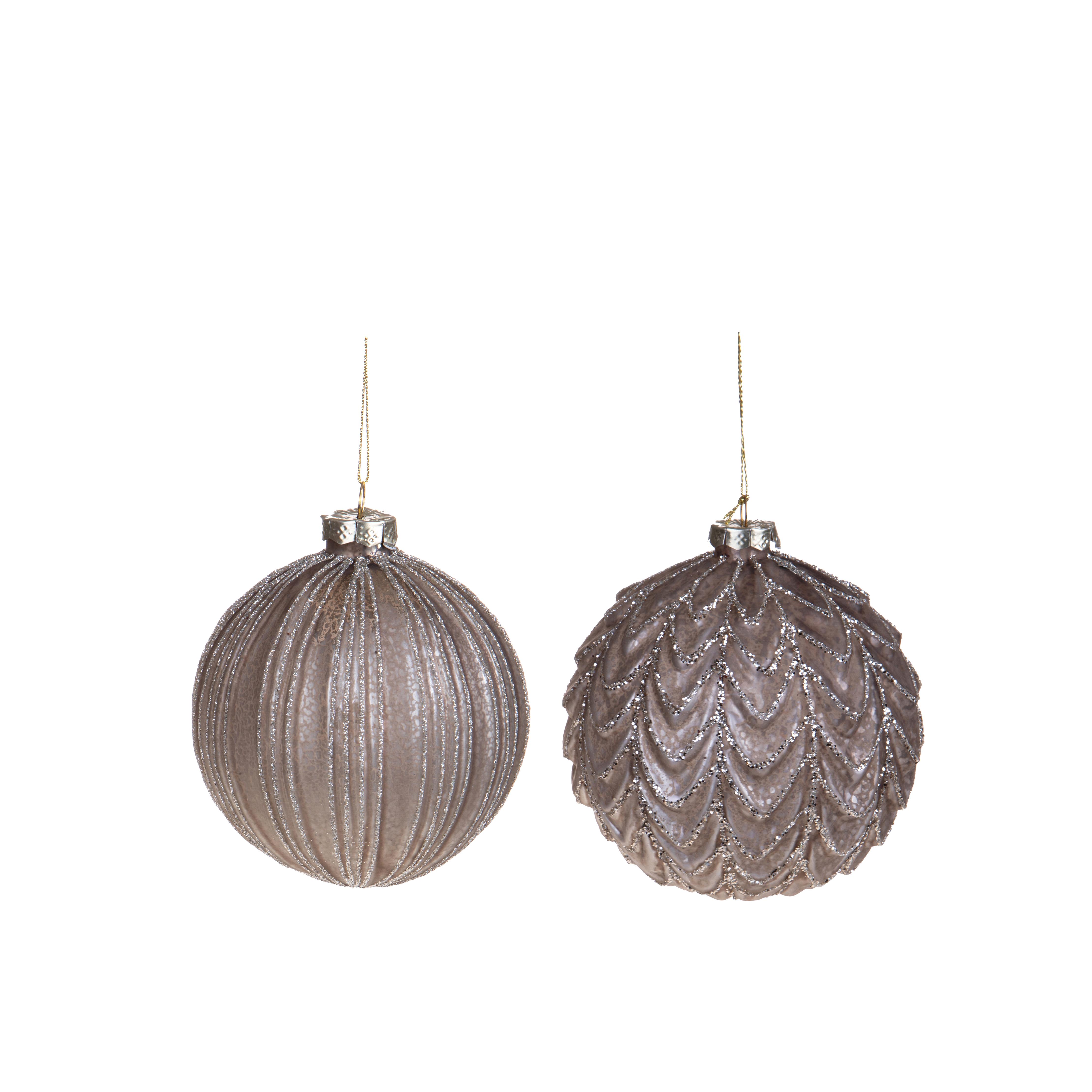 ARTICOLI NATALIZI, Sfere e Oggetti in vetro da appendere, SFERA D.8 CM C/DECORO RIGA/ONDA