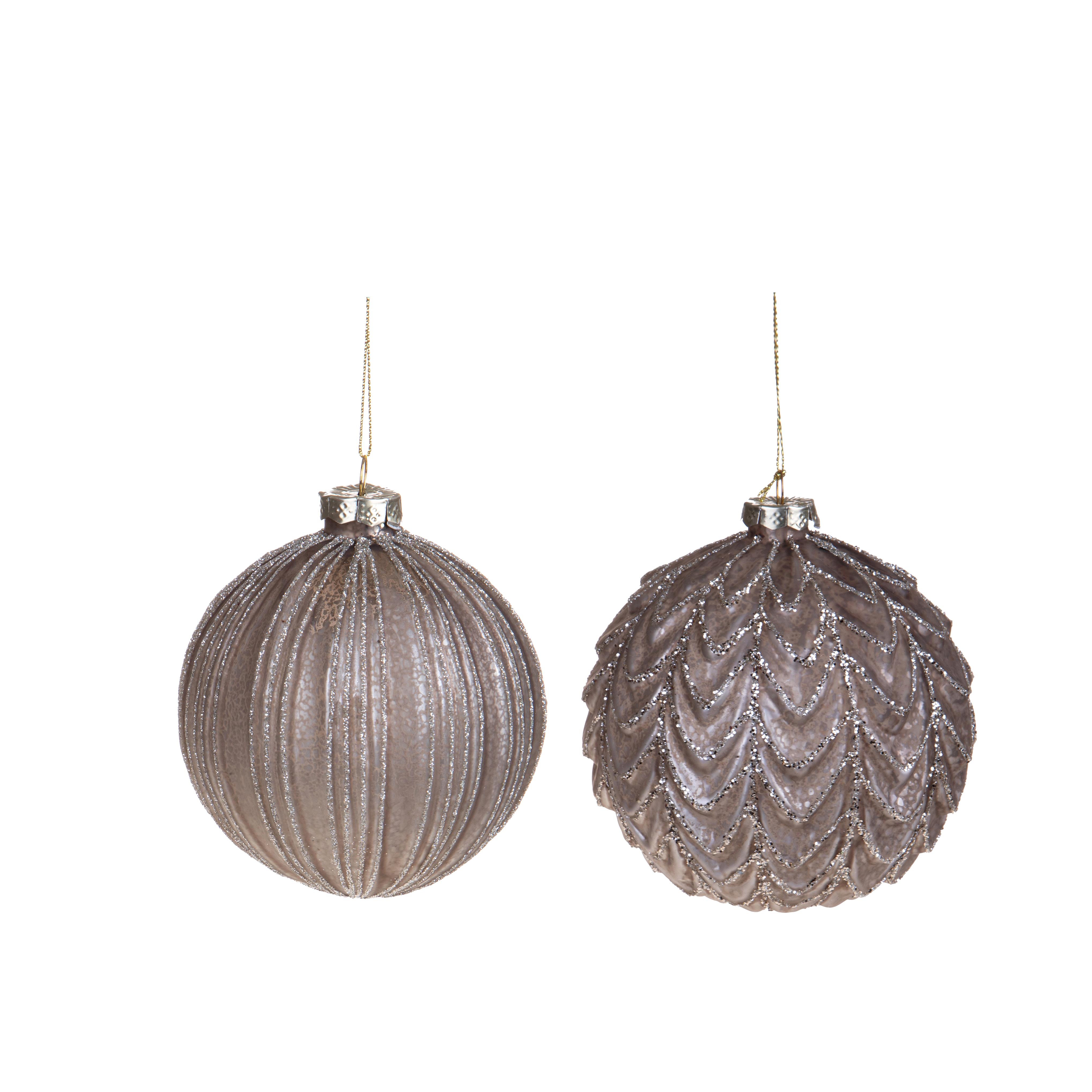 ARTICOLI NATALIZI, Sfere e Oggetti in vetro da appendere, SFERA D.10 CM C/DECORO RIGA/ONDA