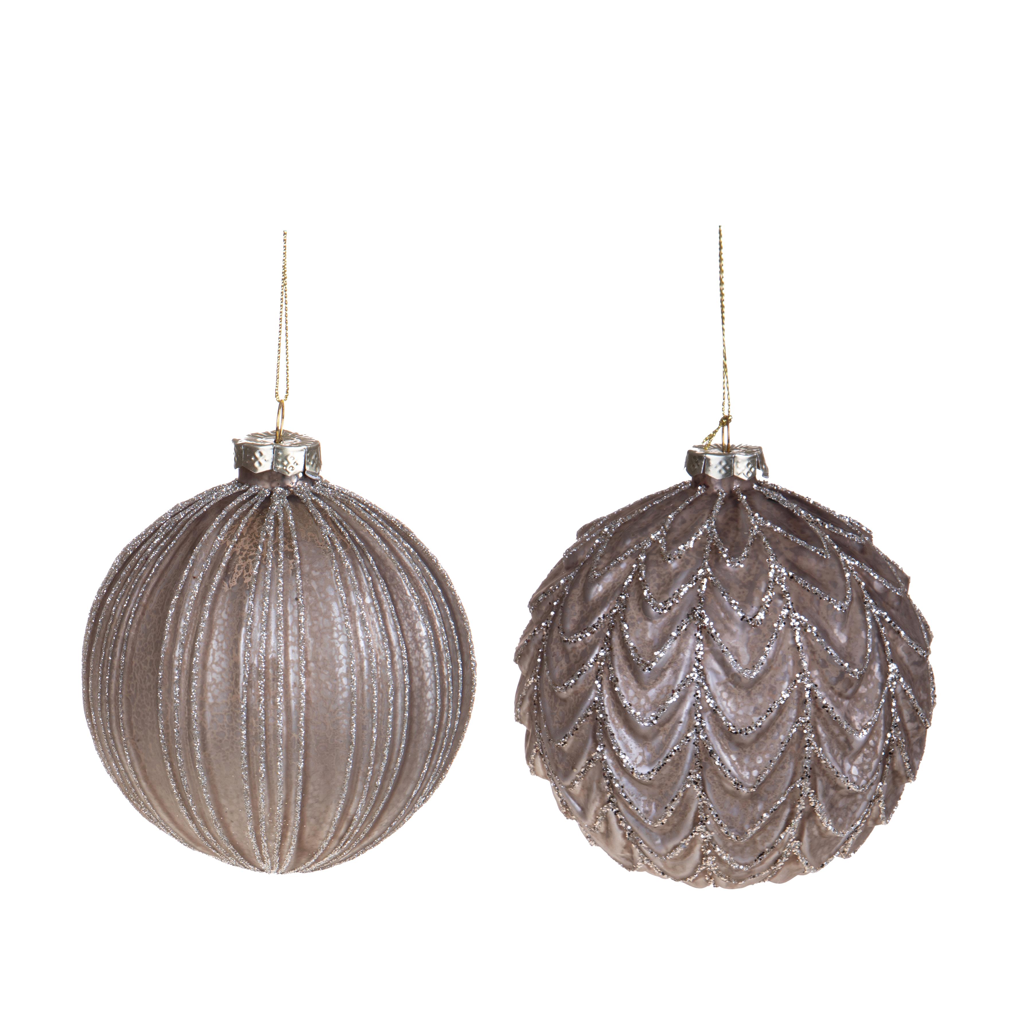 ARTICOLI NATALIZI, Sfere e Oggetti in vetro da appendere, SFERA D.12 CM C/DECORO RIGA/ONDA