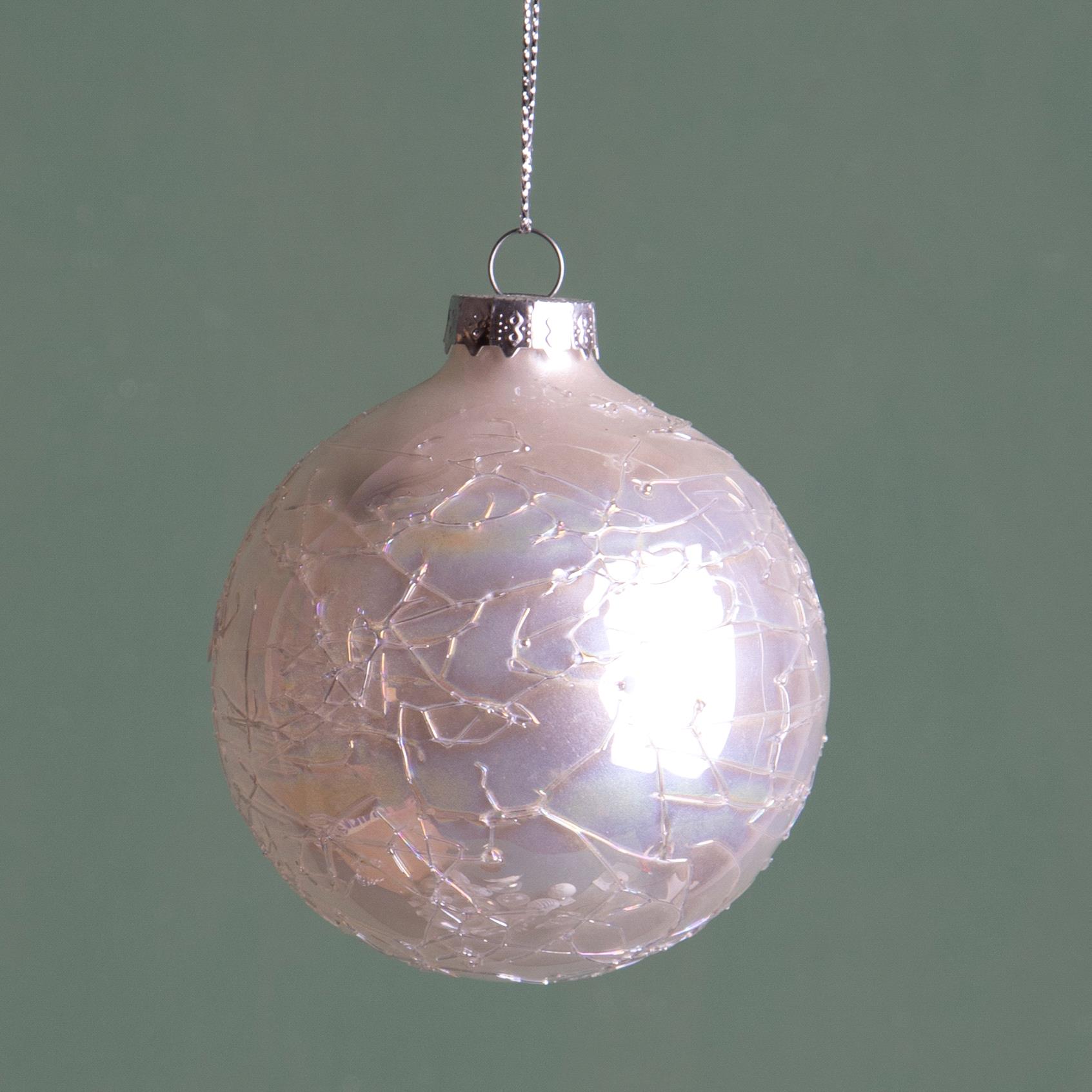 ARTICOLI NATALIZI, Sfere e Oggetti in vetro da appendere, SFERA SHINE WHITE 8 cm