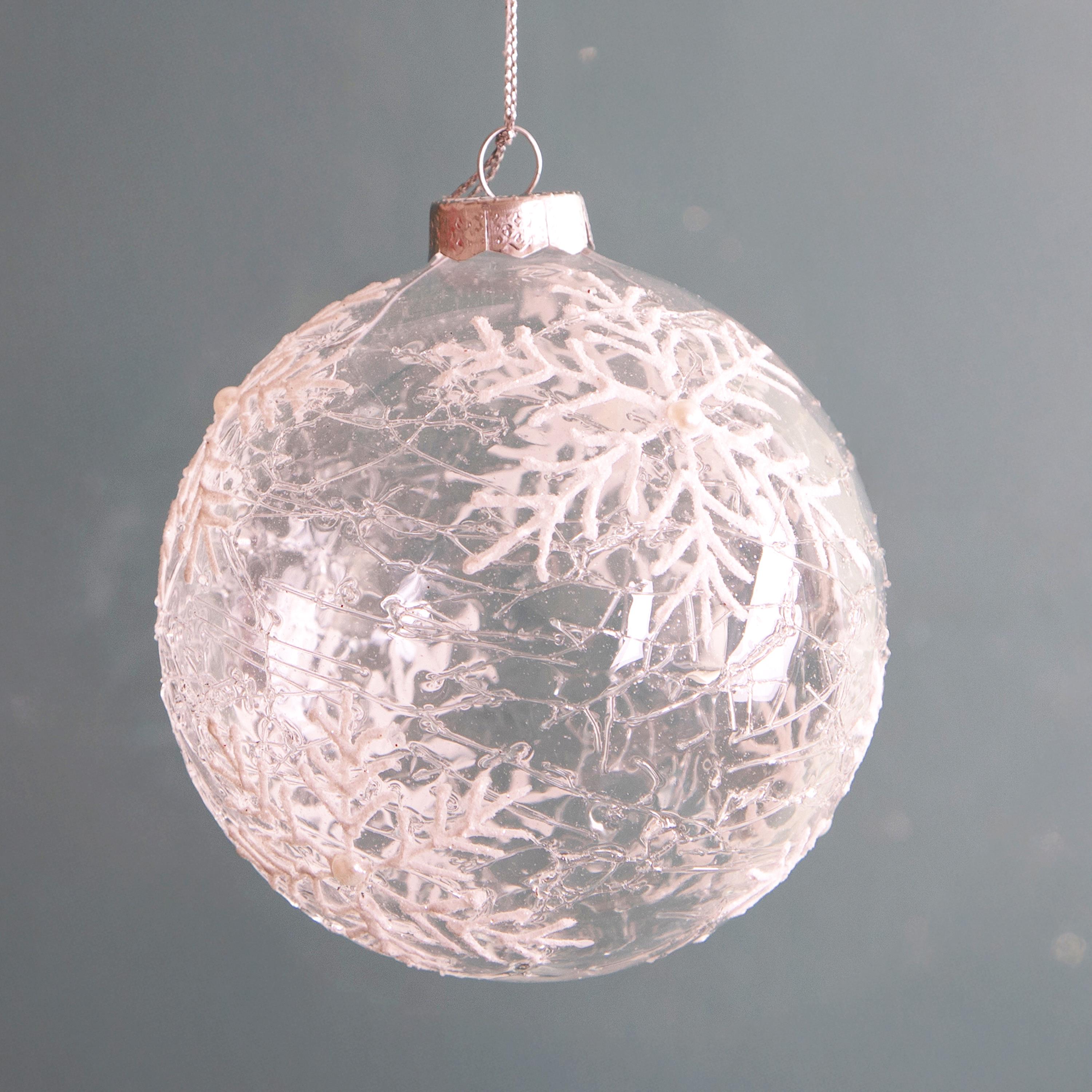 Weihnachtsartikel, Objekte und Glaskugeln hängen, SFERA D.12 CM C/FIOCCO NEVE