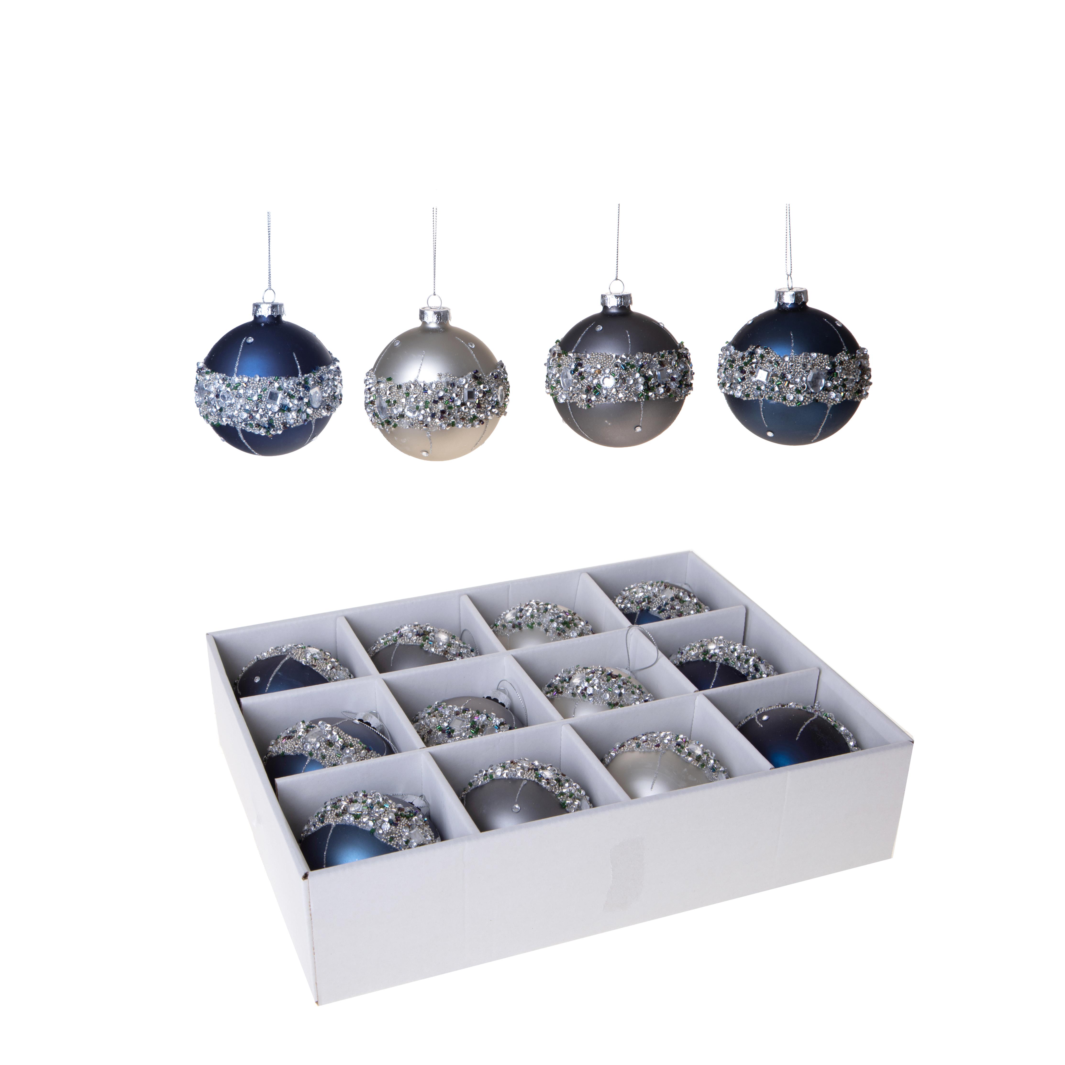 Articles de Noël, Objets et boules en verre pour suspendre, SFERA D.8 CM C/FASCIO GIOIELLO