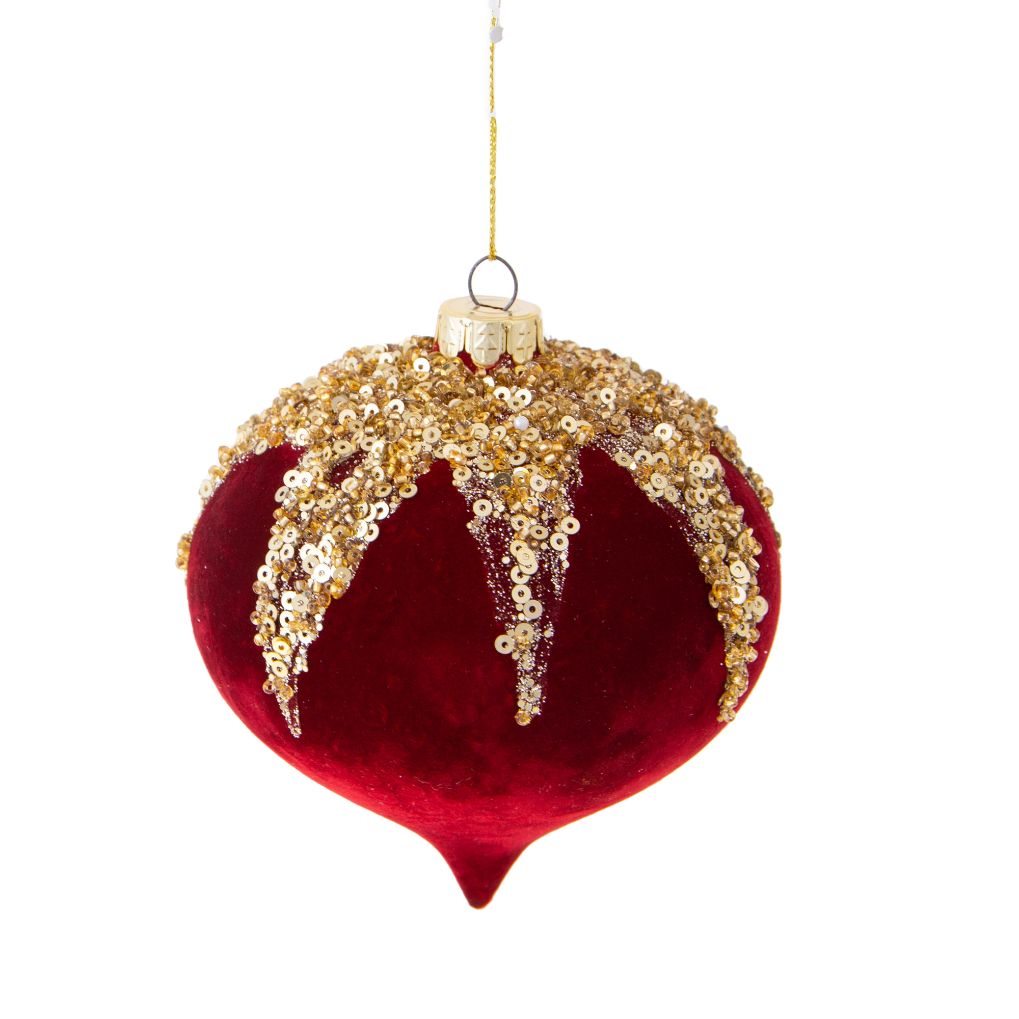 CHRISTMAS ITEMS, HANGING glass balls n DECORATION, ONION VELVET C/STRASS D.10 CM