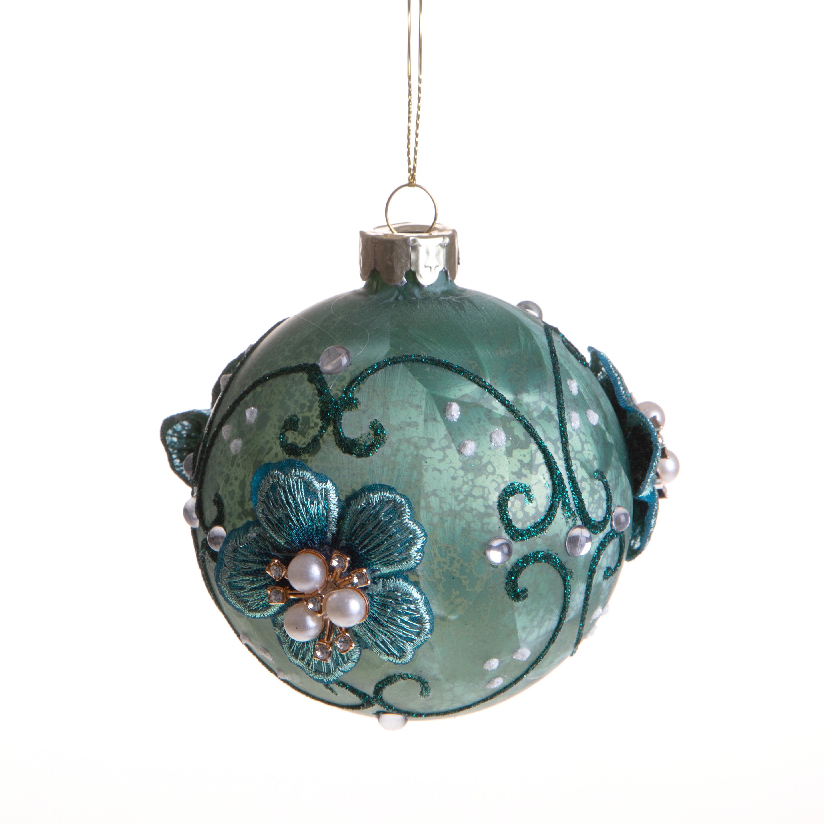 SFERA D.8 CM C/FIORI PERLE E DIAMANTI