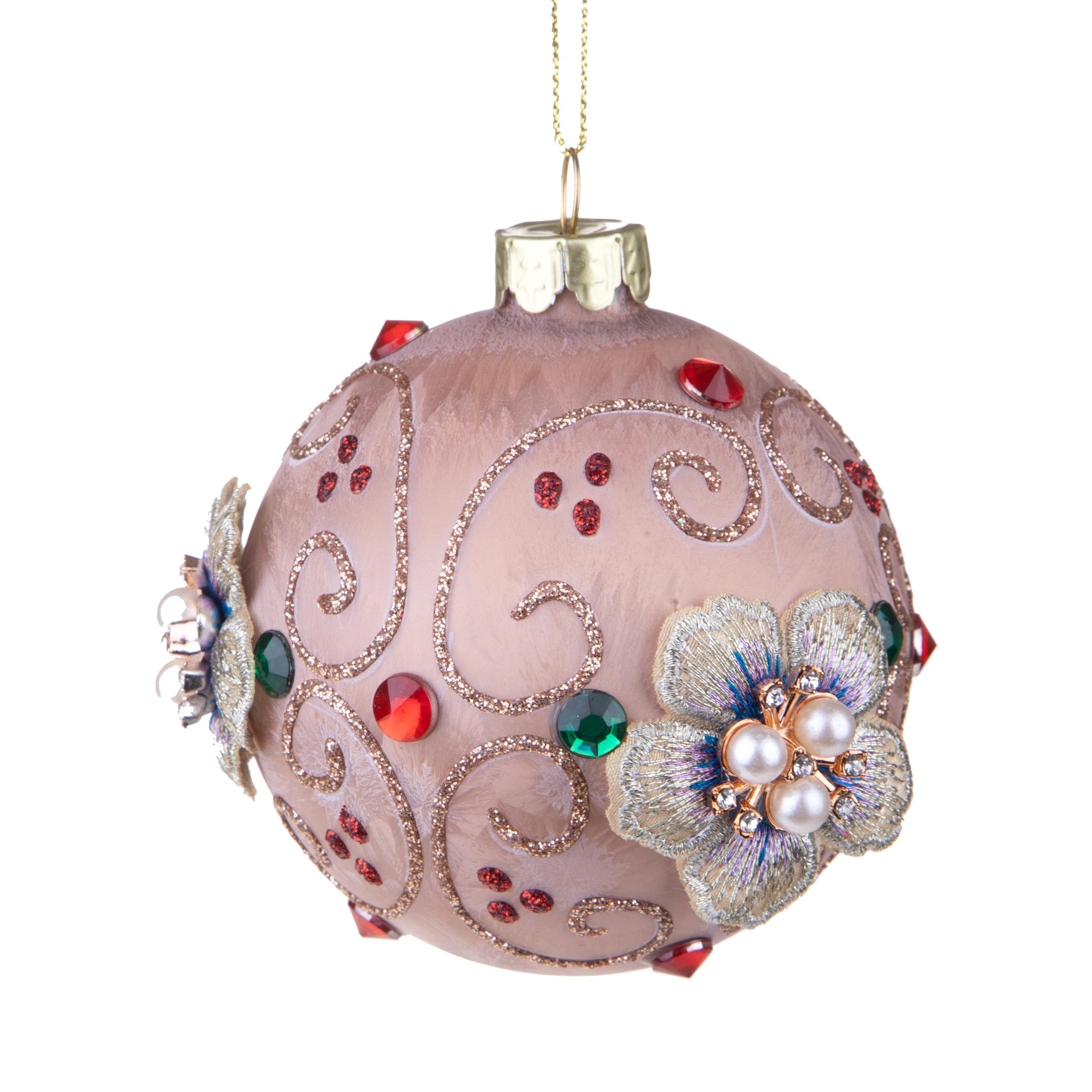 SFERA D.8 CM C/FIORI PERLE E DIAMANTI