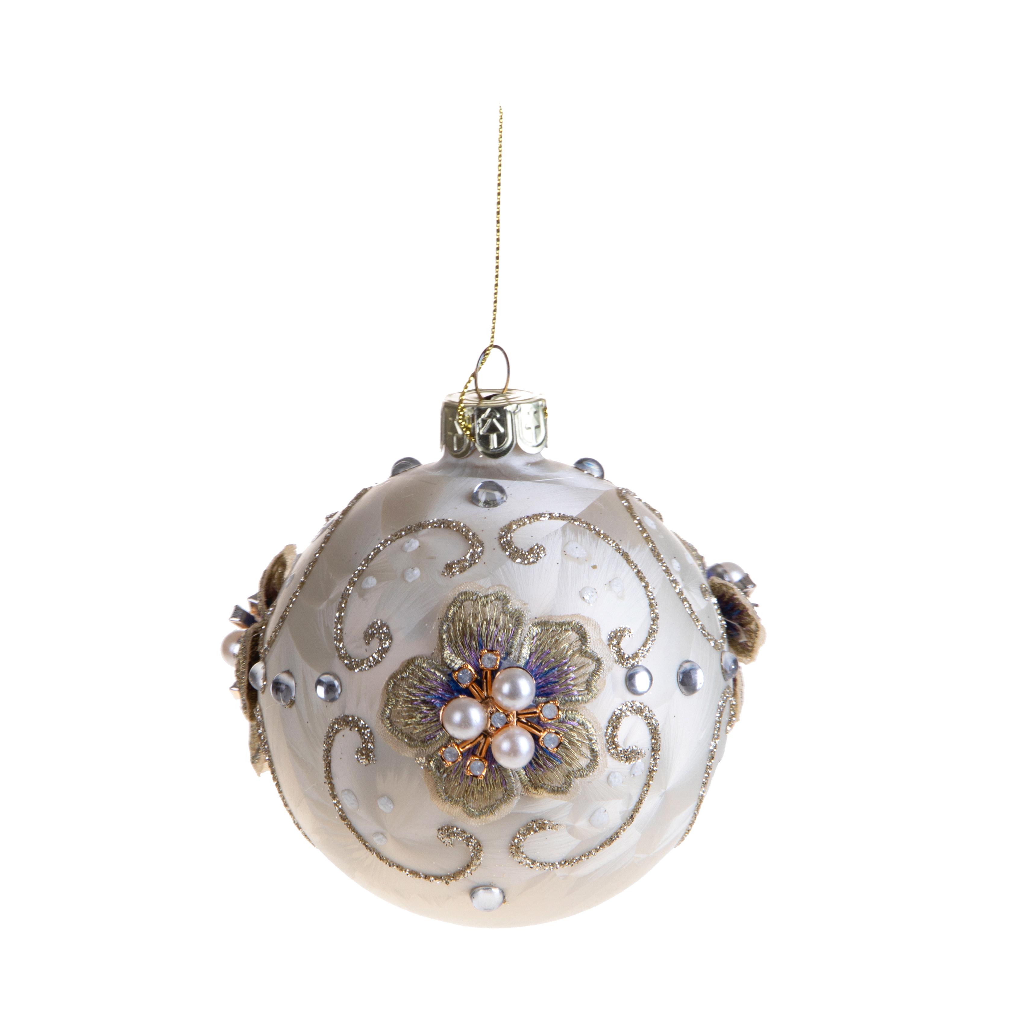 SFERA D.8 CM C/FIORI PERLE E DIAMANTI