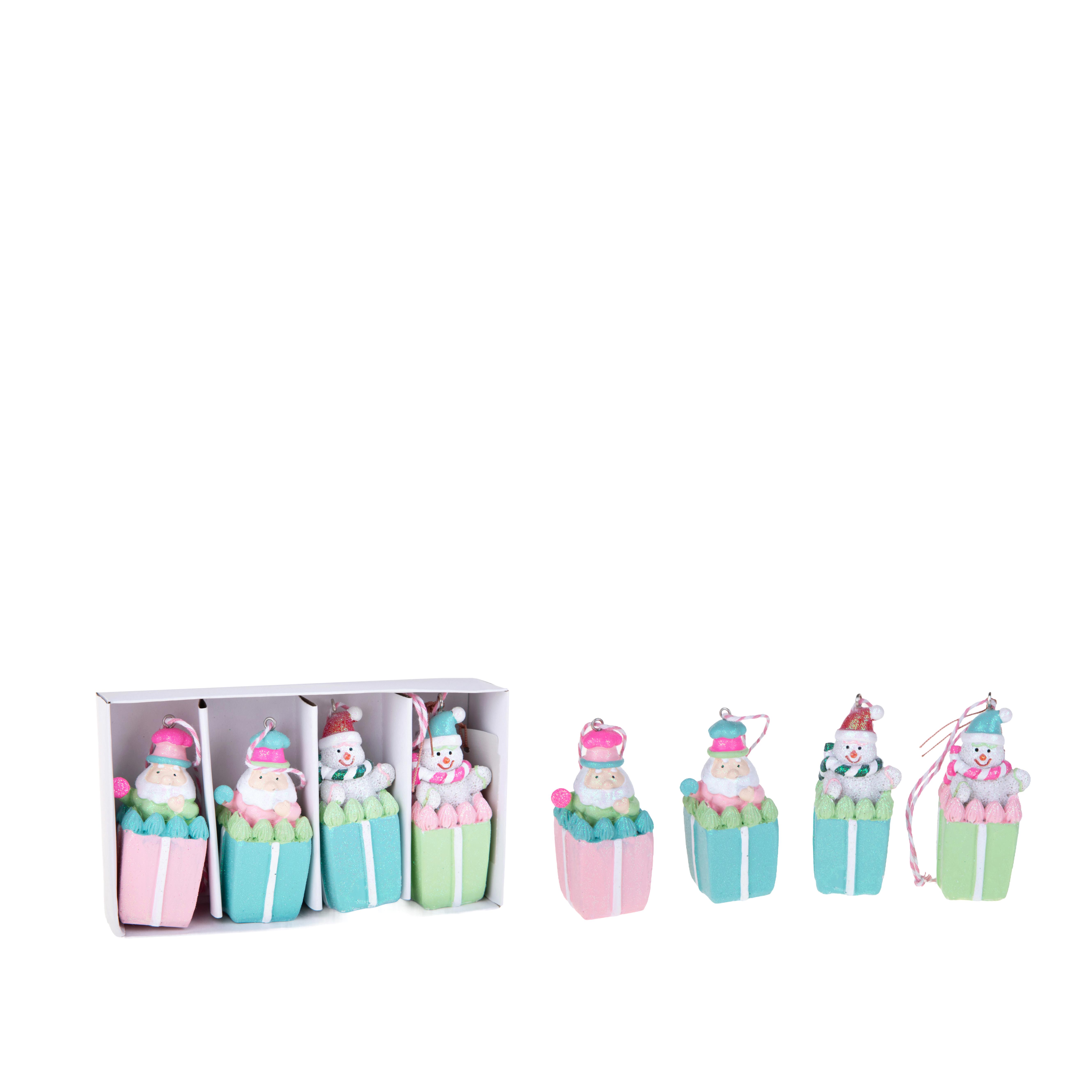 SET/4 8 CM PUP.NEVE+MUFFIN+SANTA DA/APP