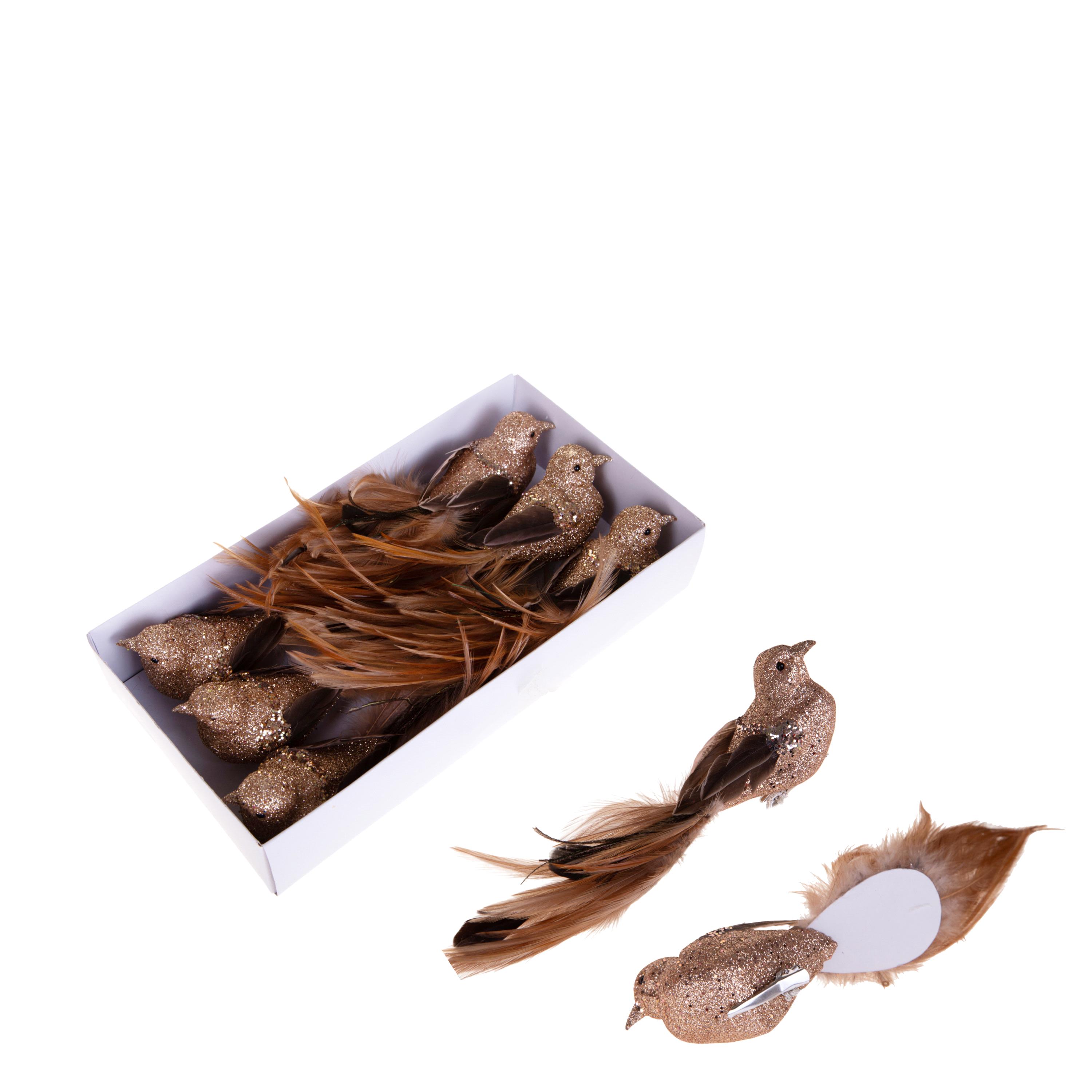 UCCELLINI 6 PZ H.20 CM C/CLIP E GLITTER