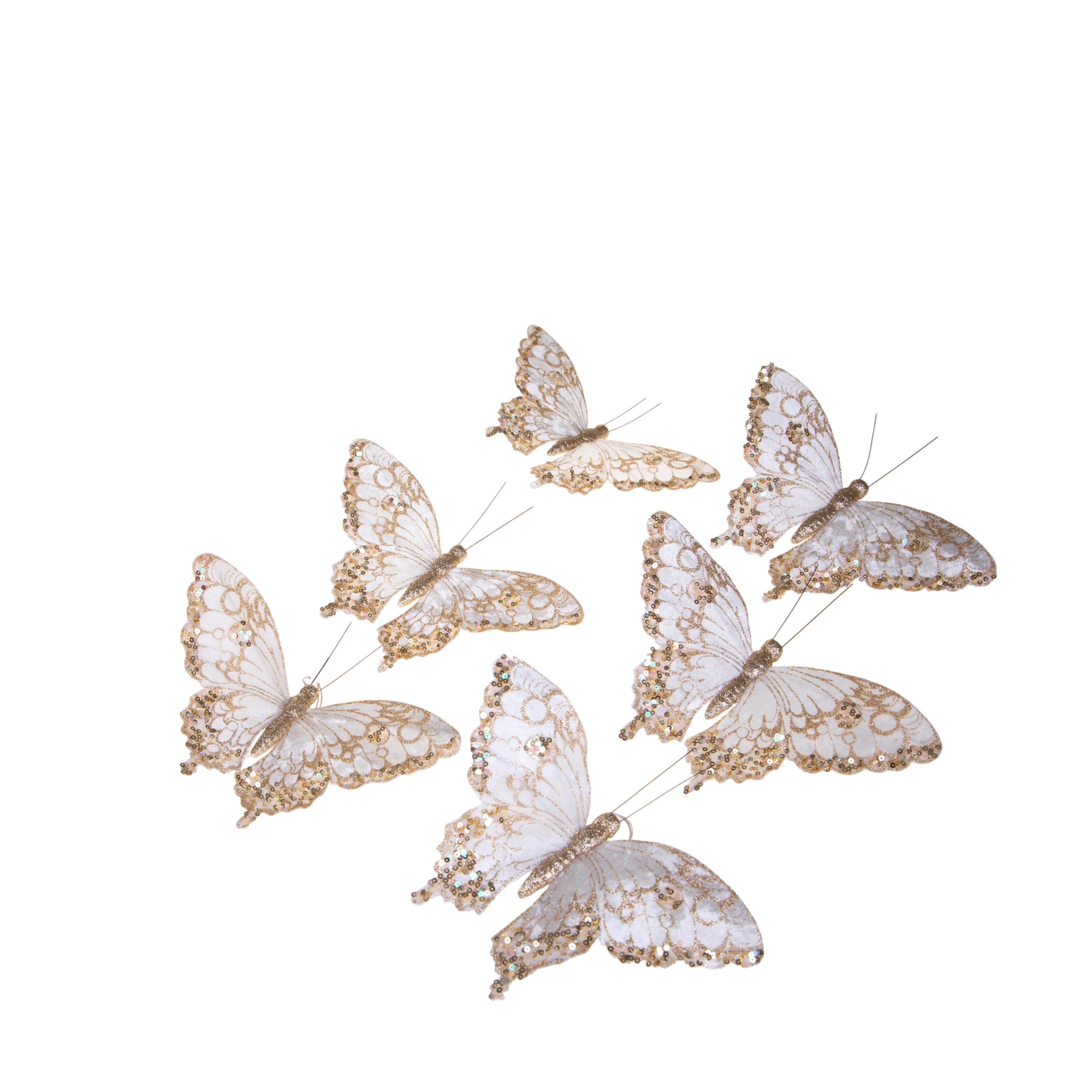 FARFALLE 6 PZ H.22 CM C/CLIP E PAILLETTE