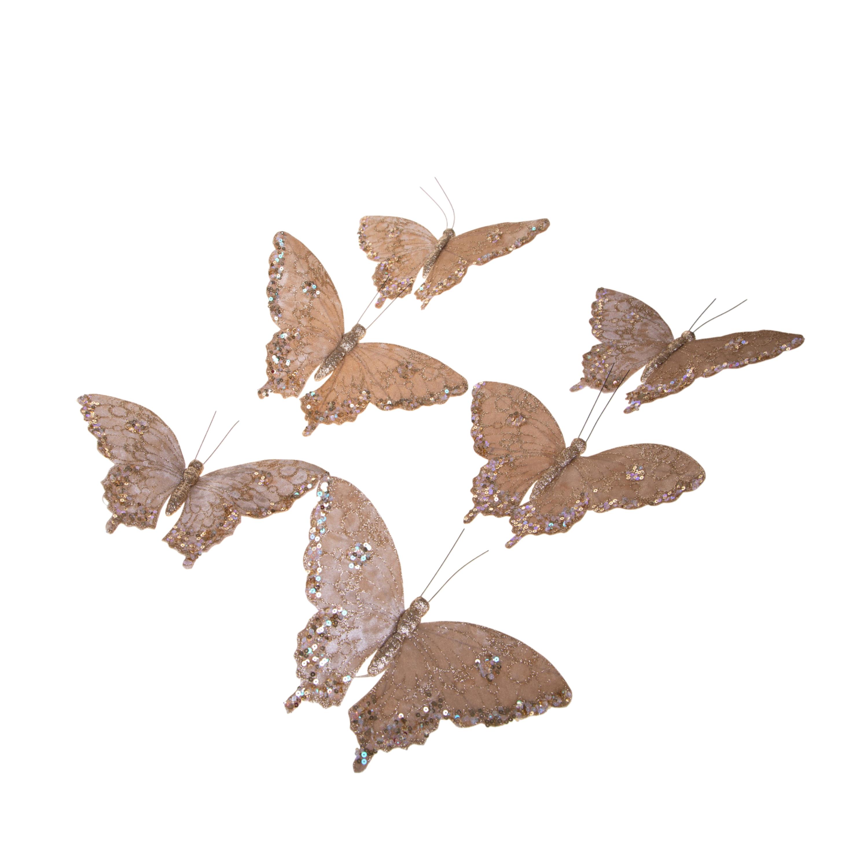 FARFALLE 6 PZ H.22 CM C/CLIP E PAILLETTE